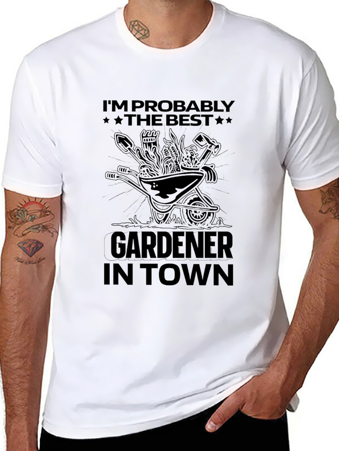 Black Best Gardener in Town T-Shirt view 8