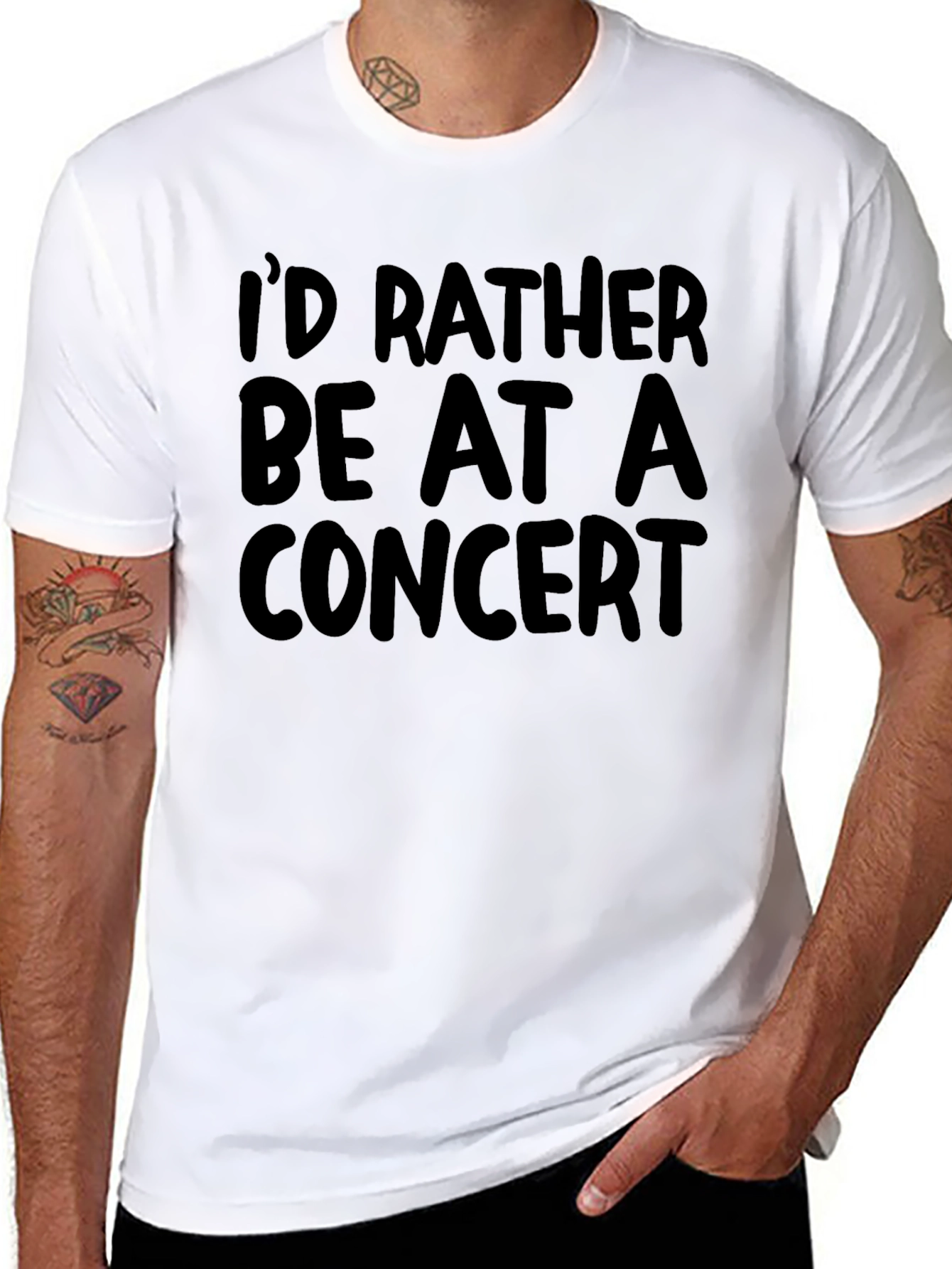 Black Concert Lover T-Shirt - "I'd Rather Be At A Concert" Tee view 8