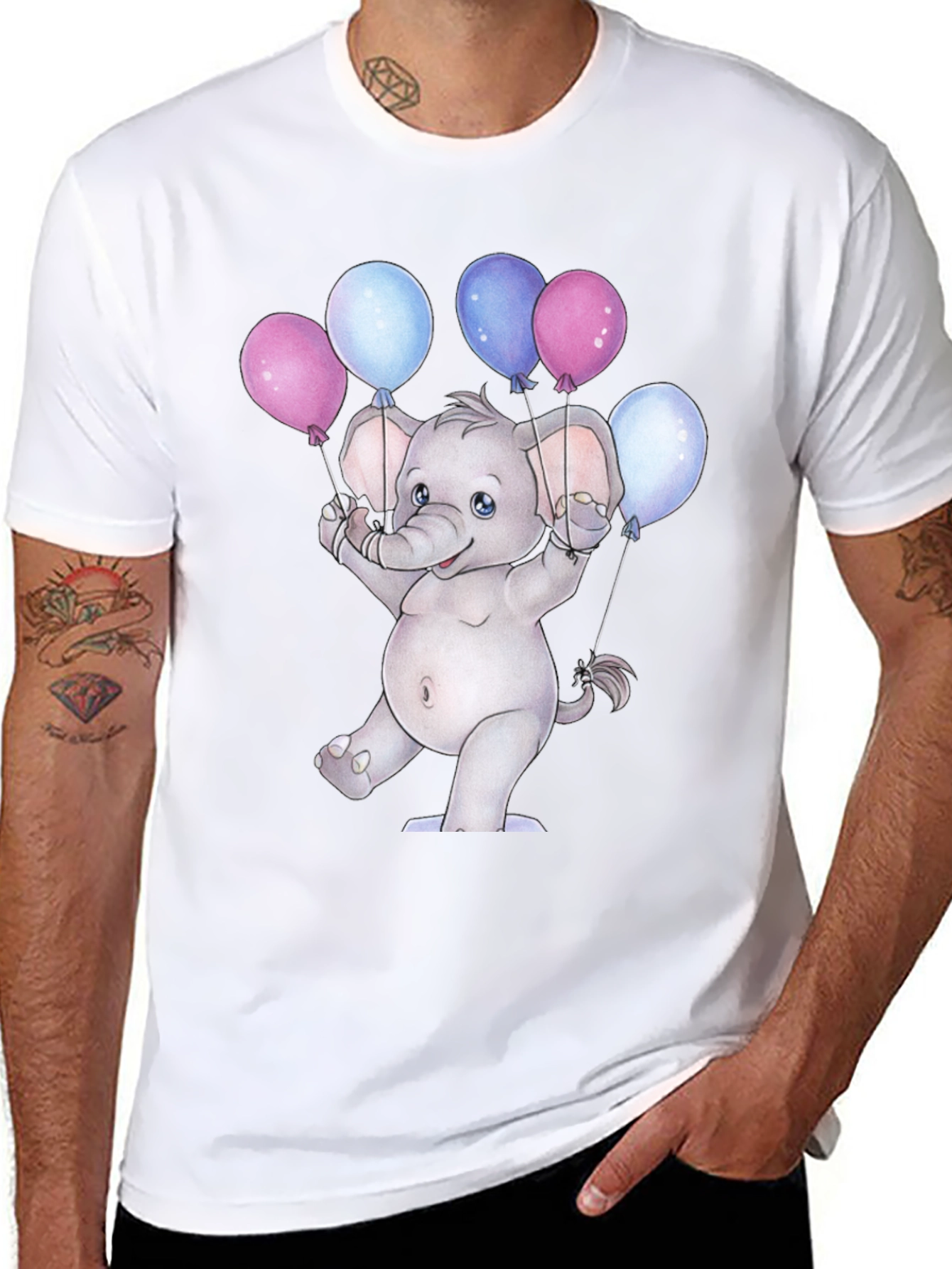 Black Elephant Balloons Graphic T-Shirt view 8