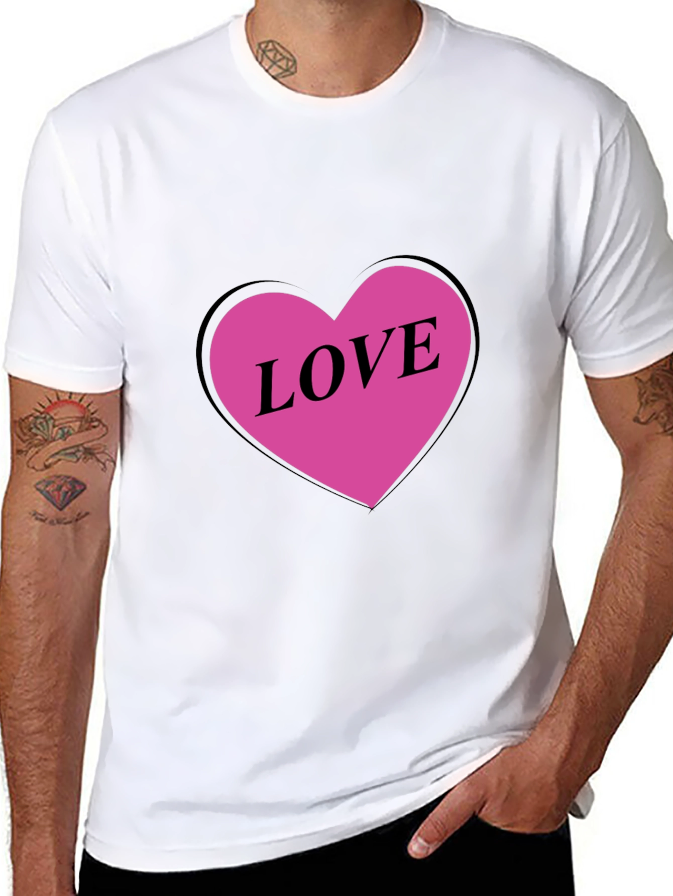 Black Love Heart Graphic Black T-Shirt view 8