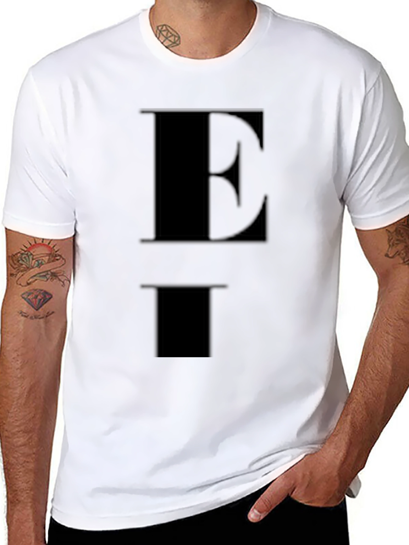 Black Bold "E" Graphic Black T-Shirt view 8
