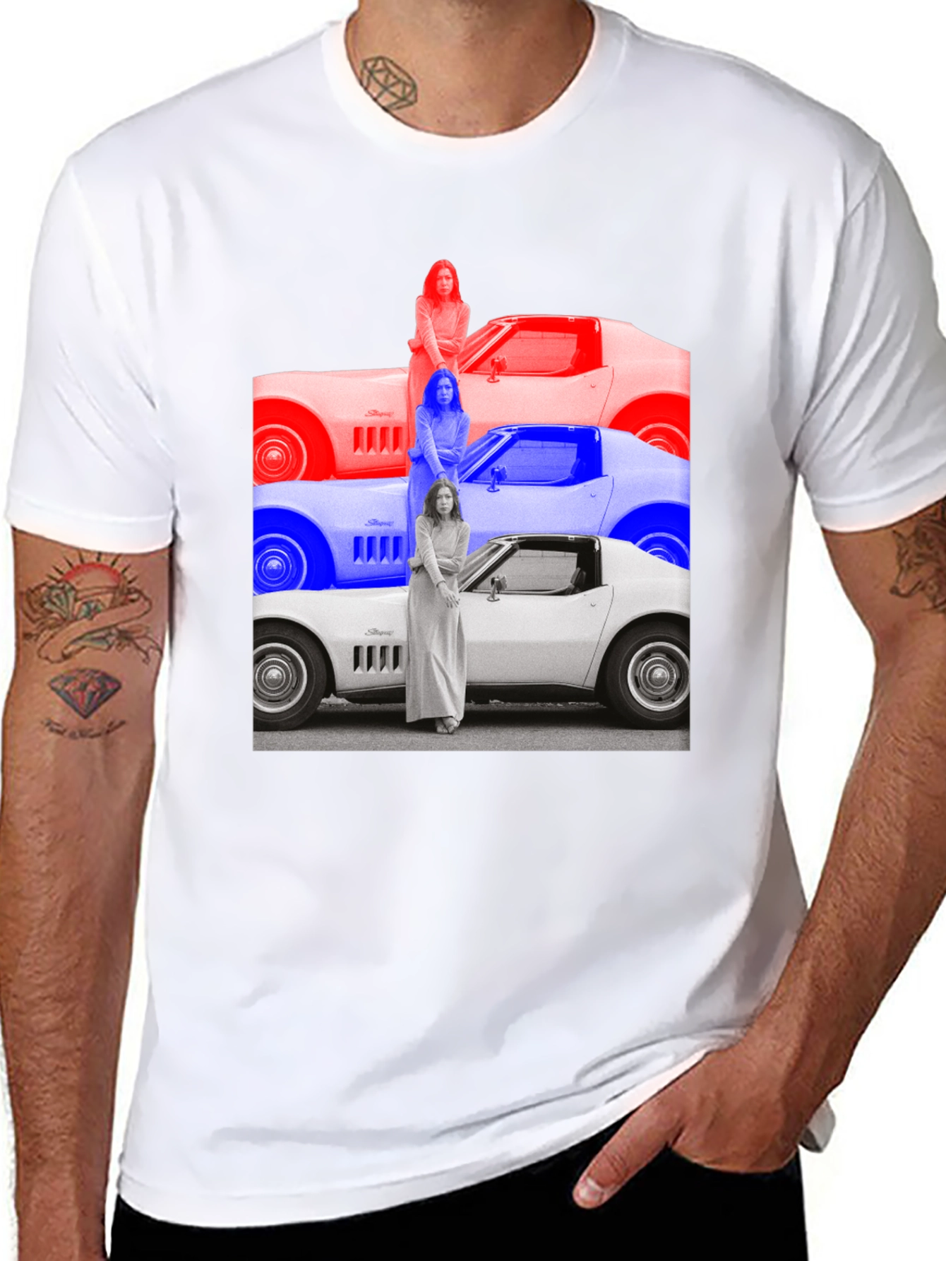 Black Vintage Vette T-Shirt - Retro Car Graphic Tee view 8
