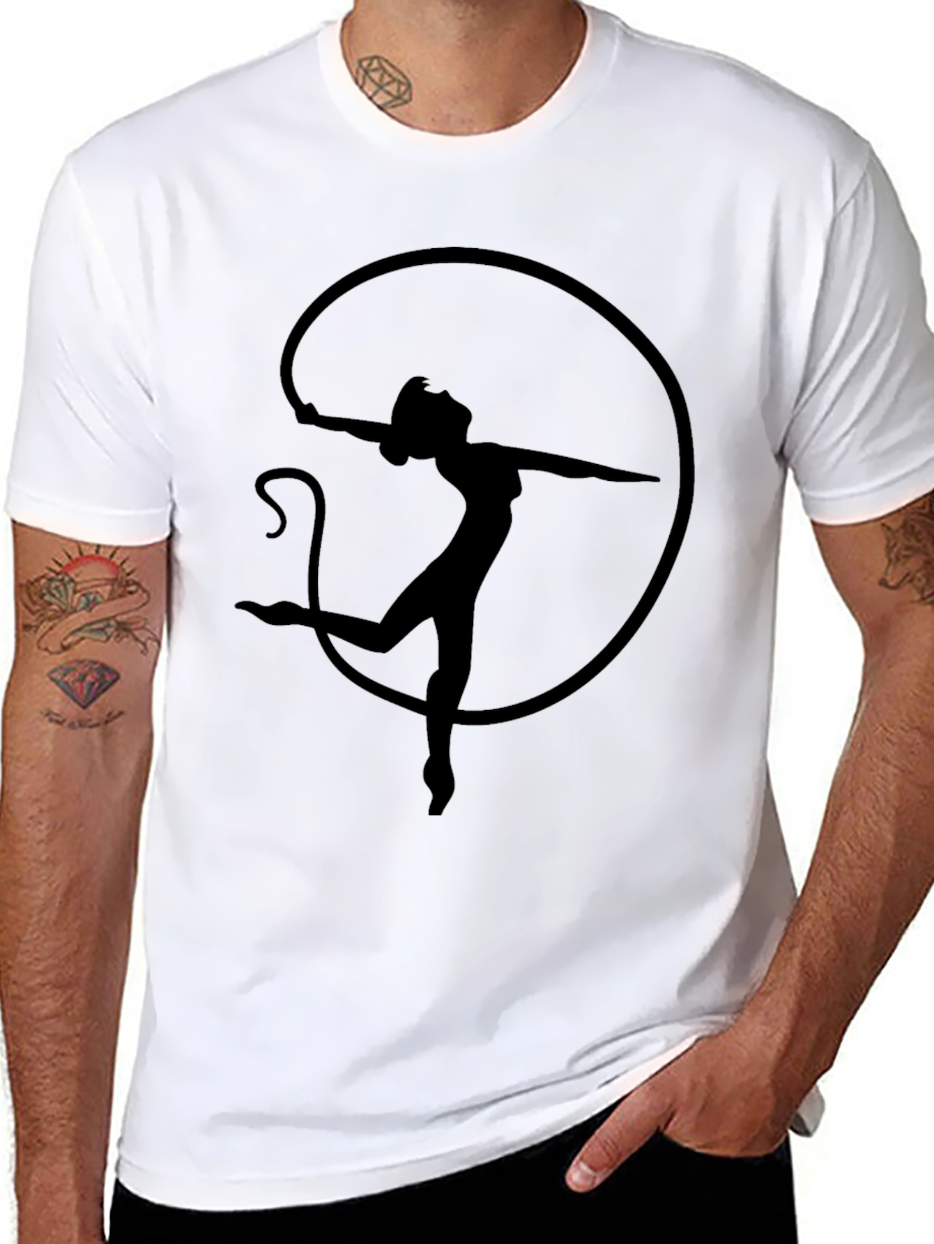 Black Silhouette Dancer Tee - Black Cotton Graphic T-Shirt view 8