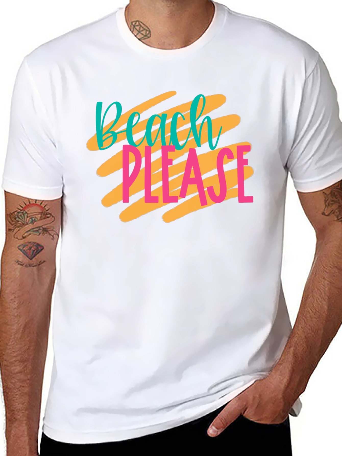 Black Beach Please Graphic T-Shirt - Black Casual Tee view 8