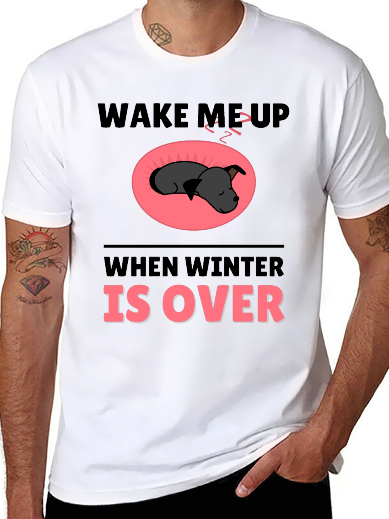 Black Wake Me Up When Winter Is Over T-Shirt view 8