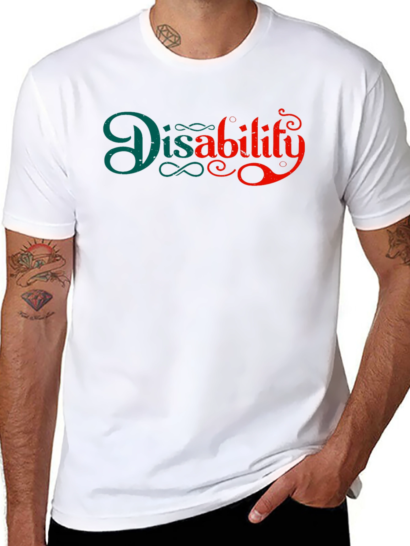 Black Disability Awareness Black T-Shirt view 8