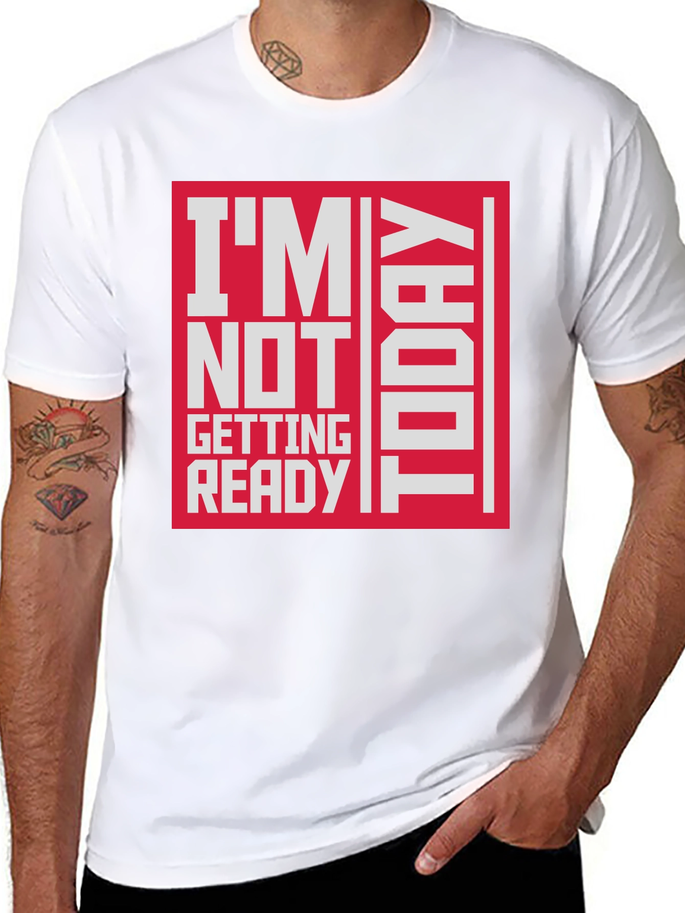 Black I'm Not Getting Ready Today Graphic T-Shirt view 8