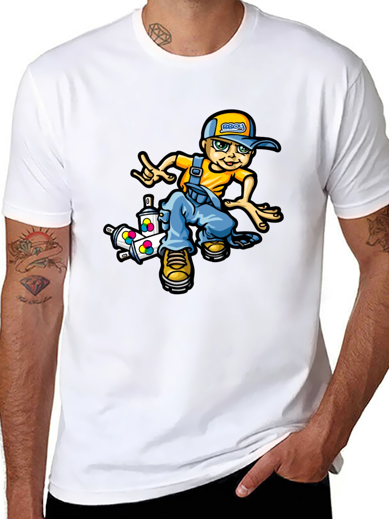 Black Cool Cartoon Boy T-Shirt view 8