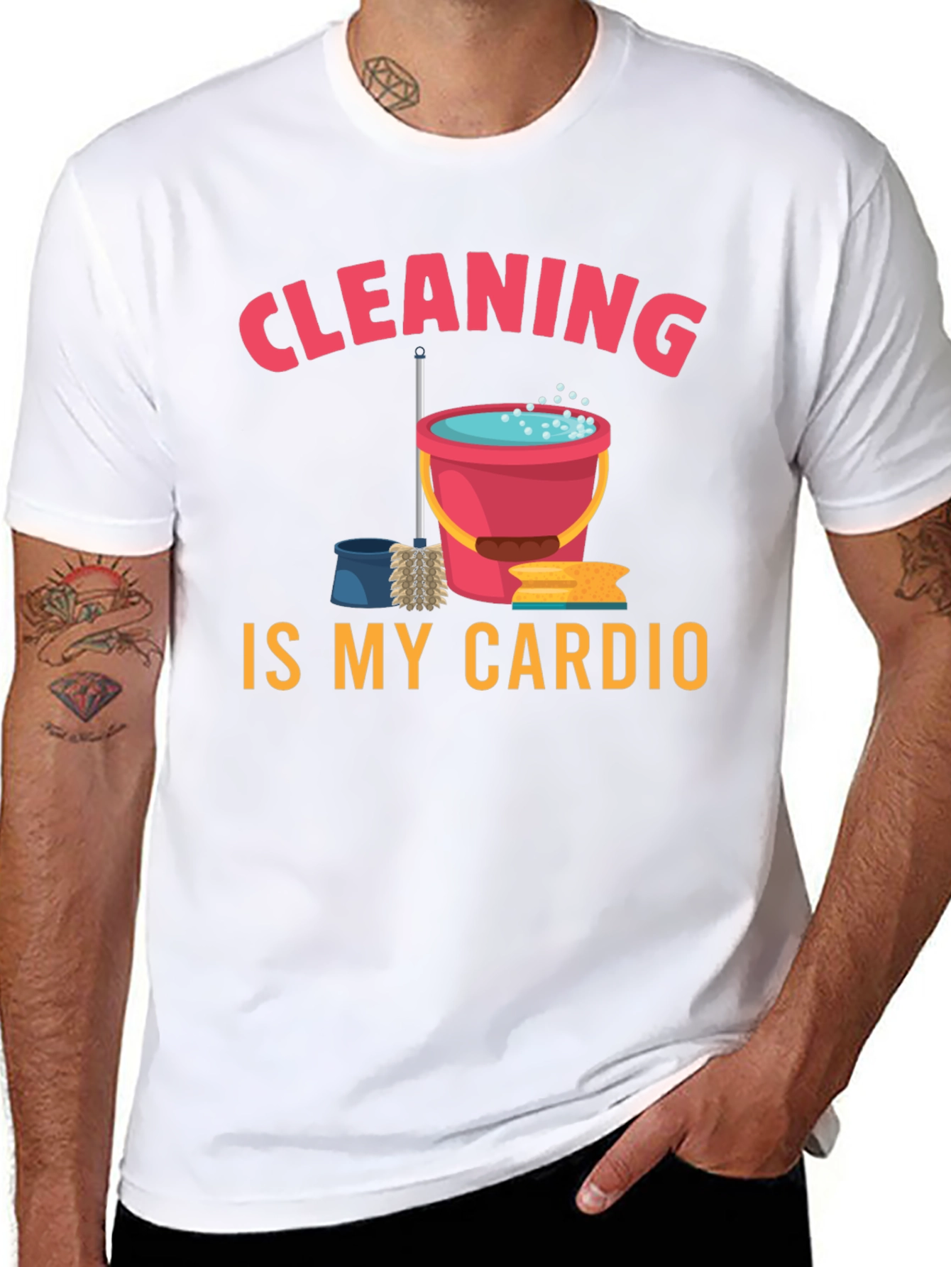 Black Cleaning Is My Cardio Graphic Tee view 8