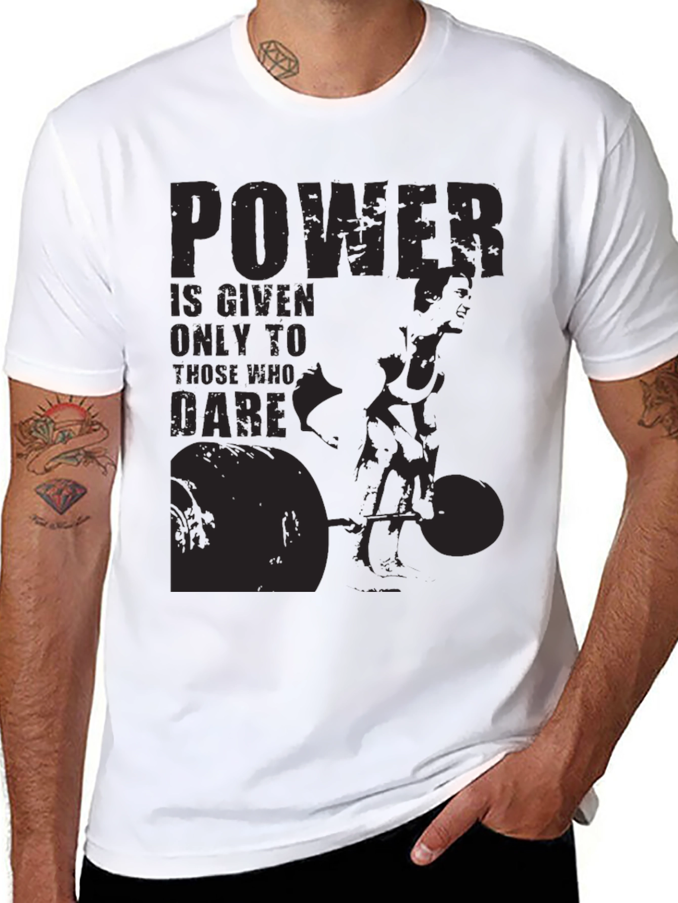 Black Powerlifting Graphic Print T-Shirt view 8