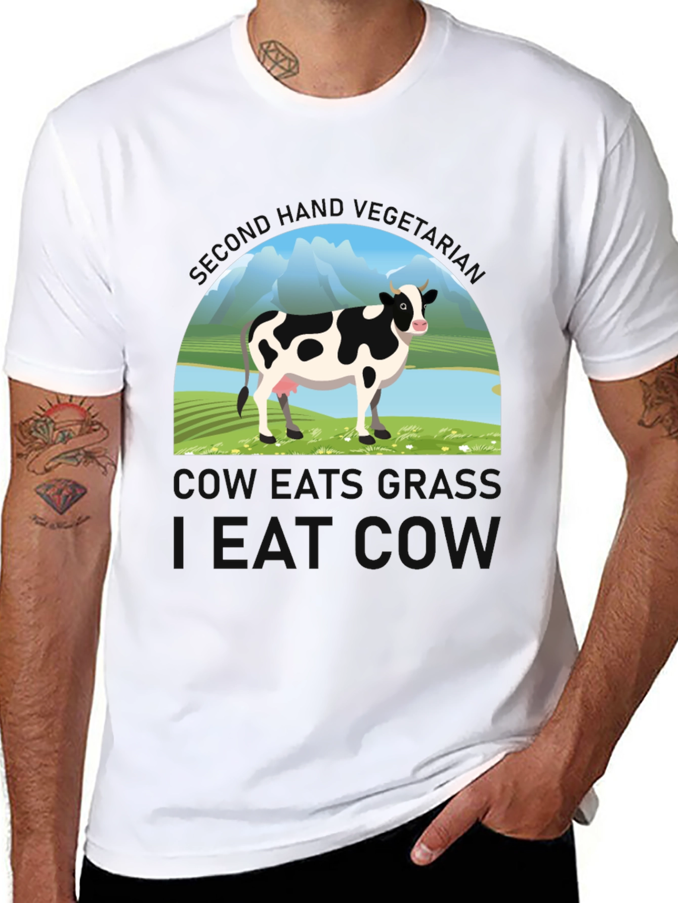 Black Eat Cow Graphic T-Shirt view 8