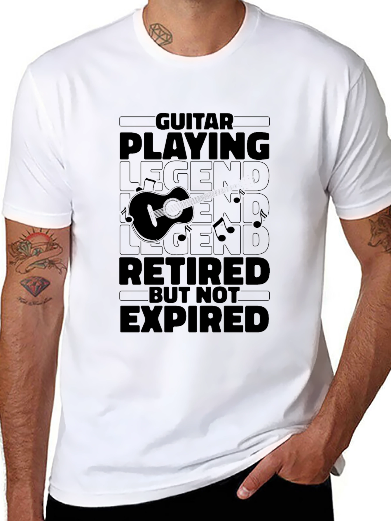 Black Guitar Playing Legend Retired T-Shirt view 8