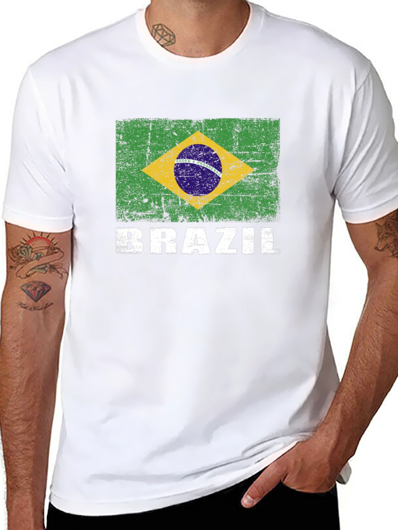 Black Brazil Flag Graphic Print T-Shirt view 8