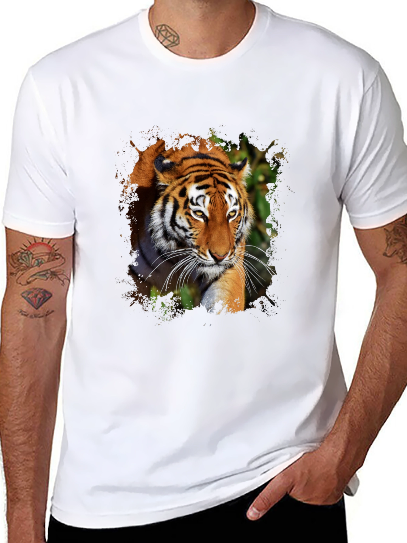 Black Tiger Graphic Print Black T-Shirt view 8