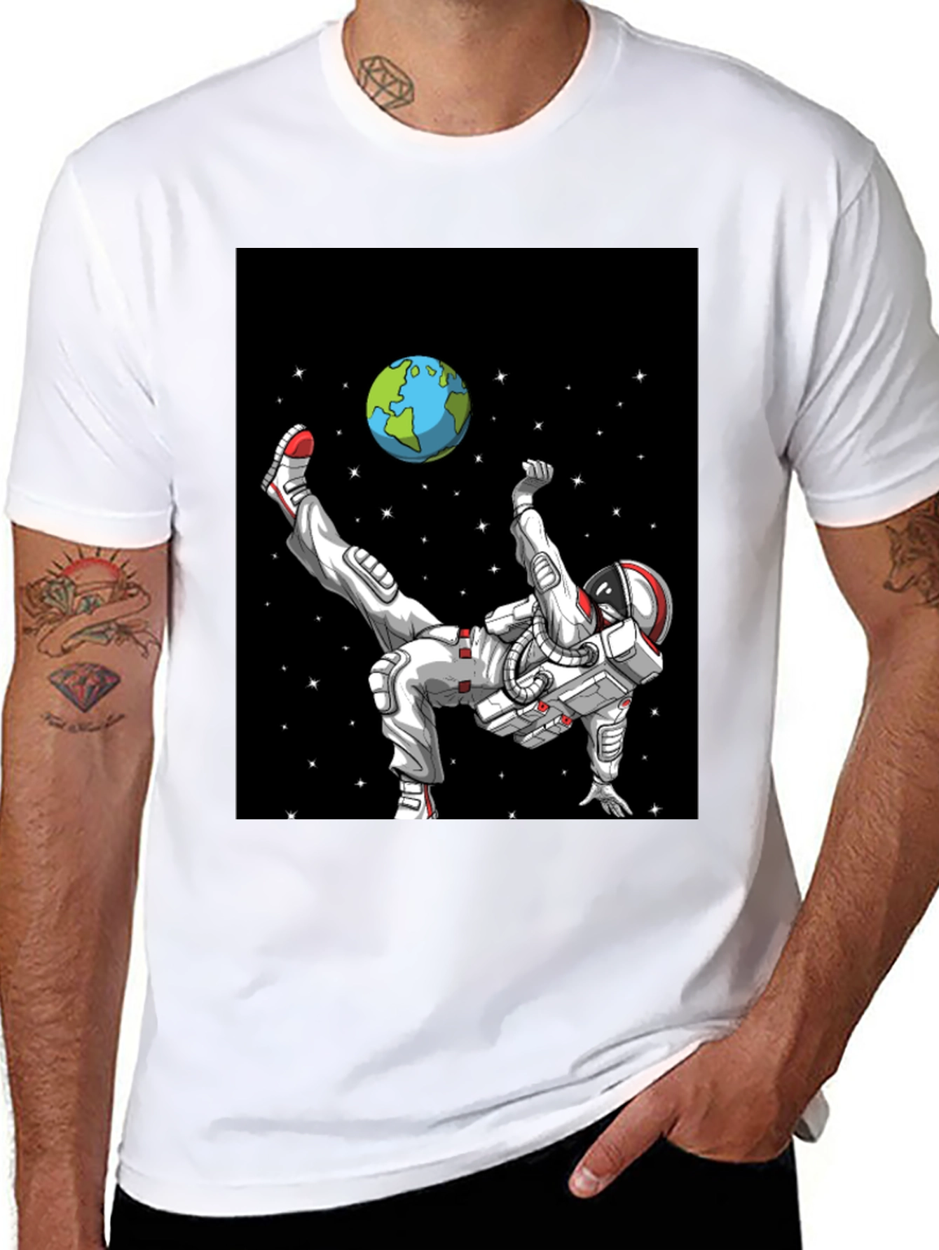 Black Astronaut Soccer T-Shirt - Space Kick! view 8