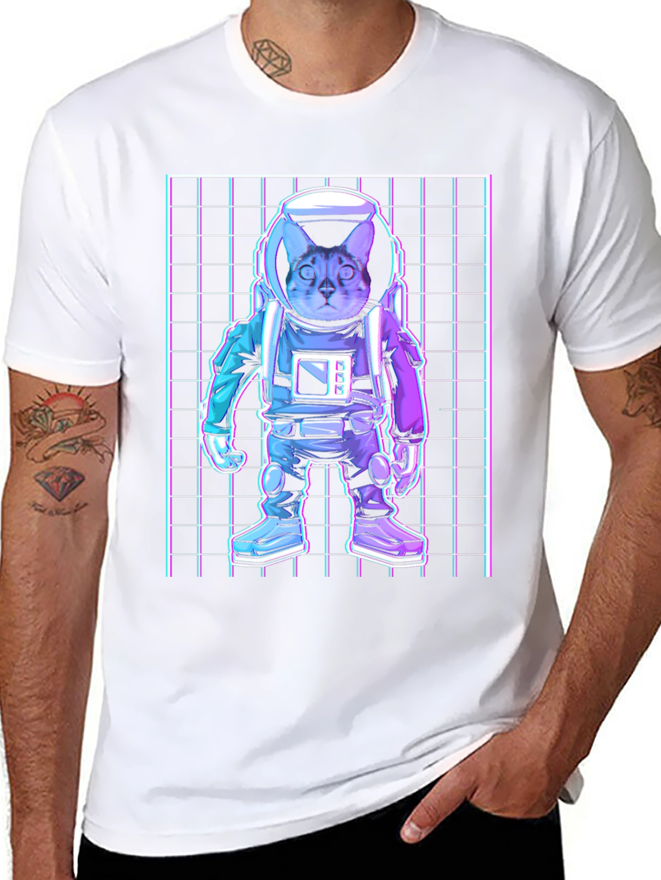 Black Cat Astronaut Graphic T-Shirt view 8