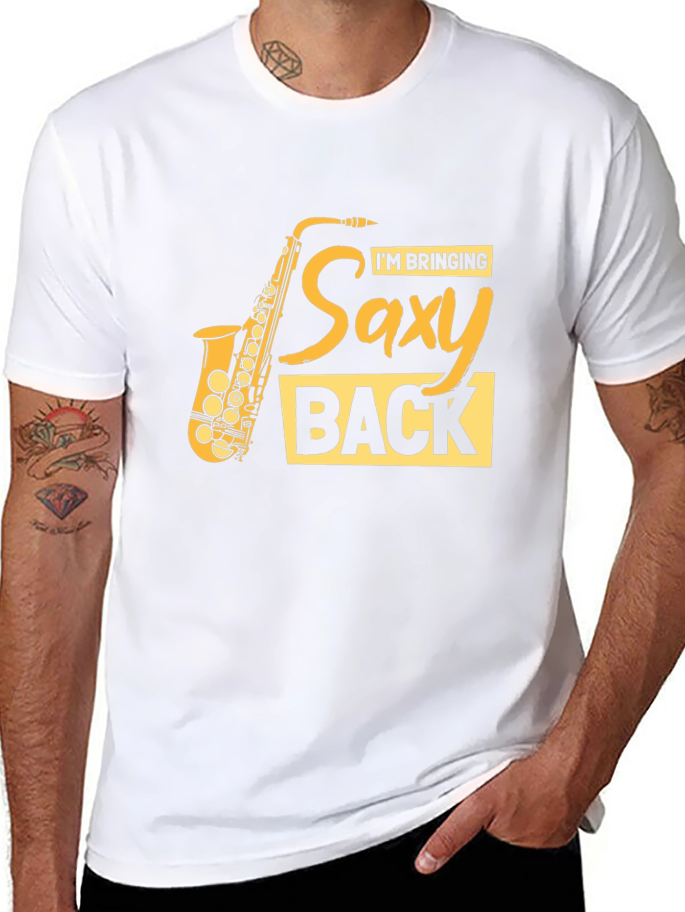 Black Saxy Back T-Shirt - Music Lover Tee view 8
