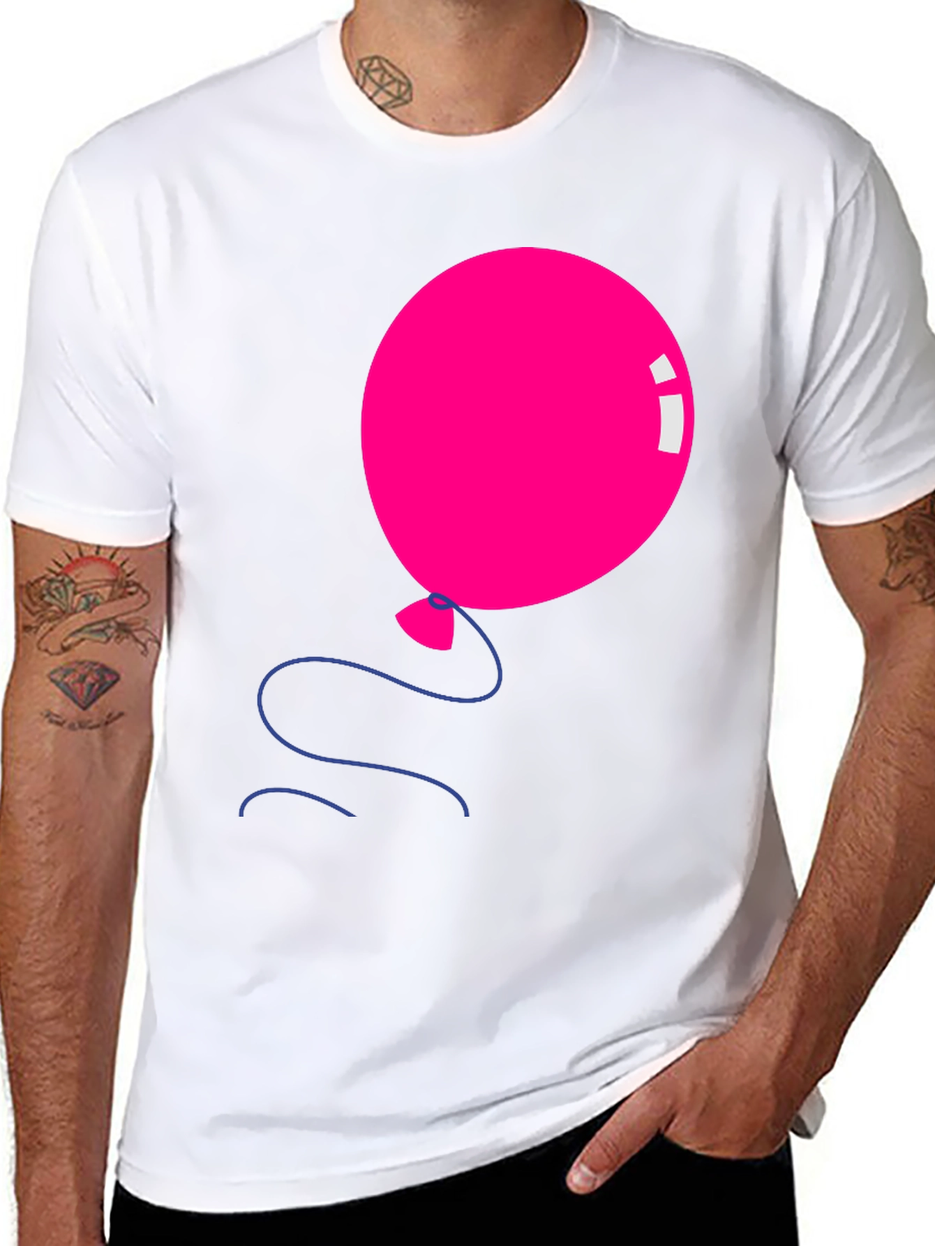 Pink Balloon Graphic Tee - Black Casual Shirt - 8