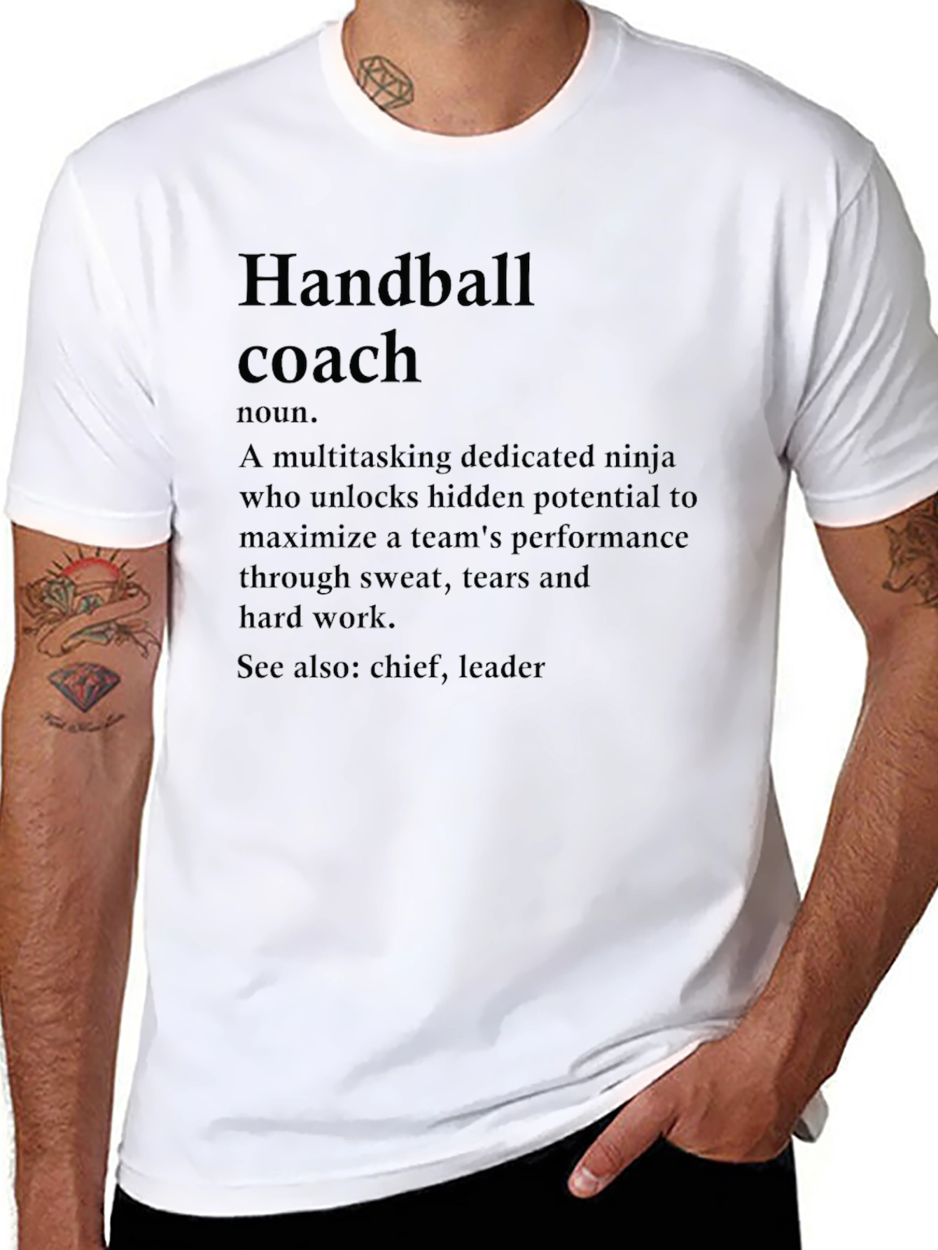Black Handball Coach Definition T-Shirt view 8