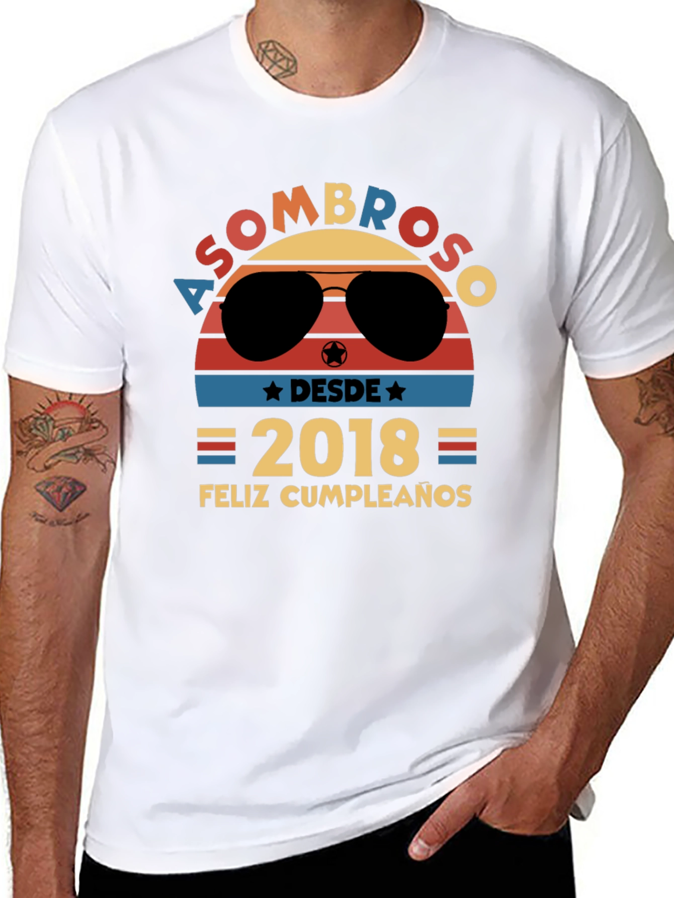 Black Asombroso Desde 2018 Feliz Cumpleaños Graphic Tee view 8
