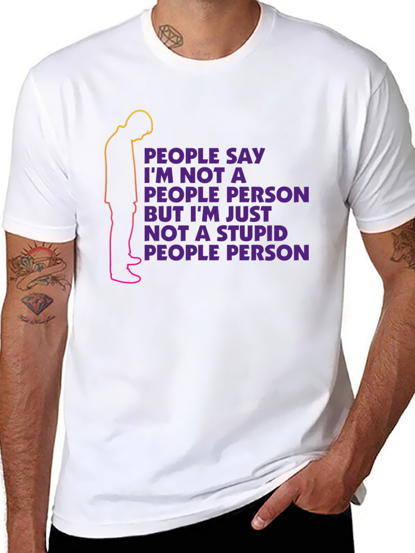 Black Introvert T-Shirt - People Person Quote view 8