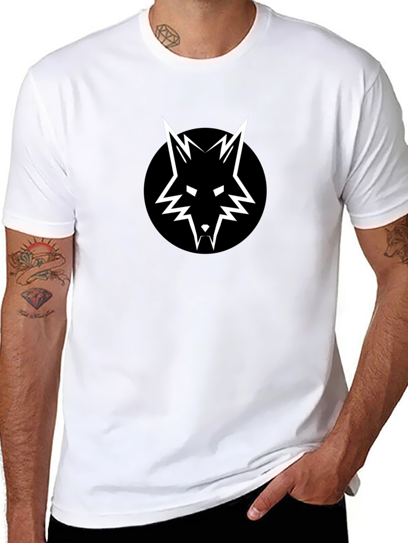 Black Black Wolf Logo Graphic Tee view 8