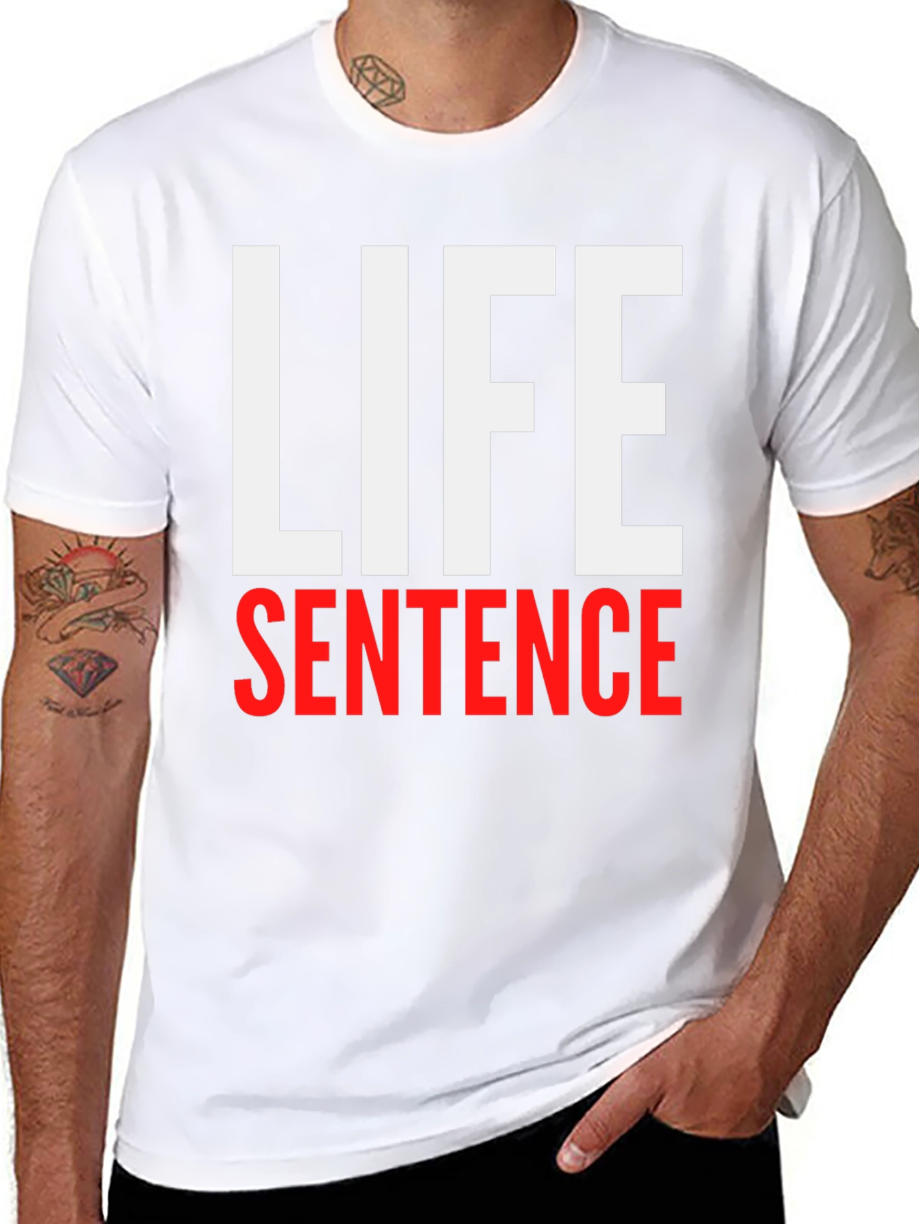 Black Life Sentence Graphic Print Black T-Shirt view 8
