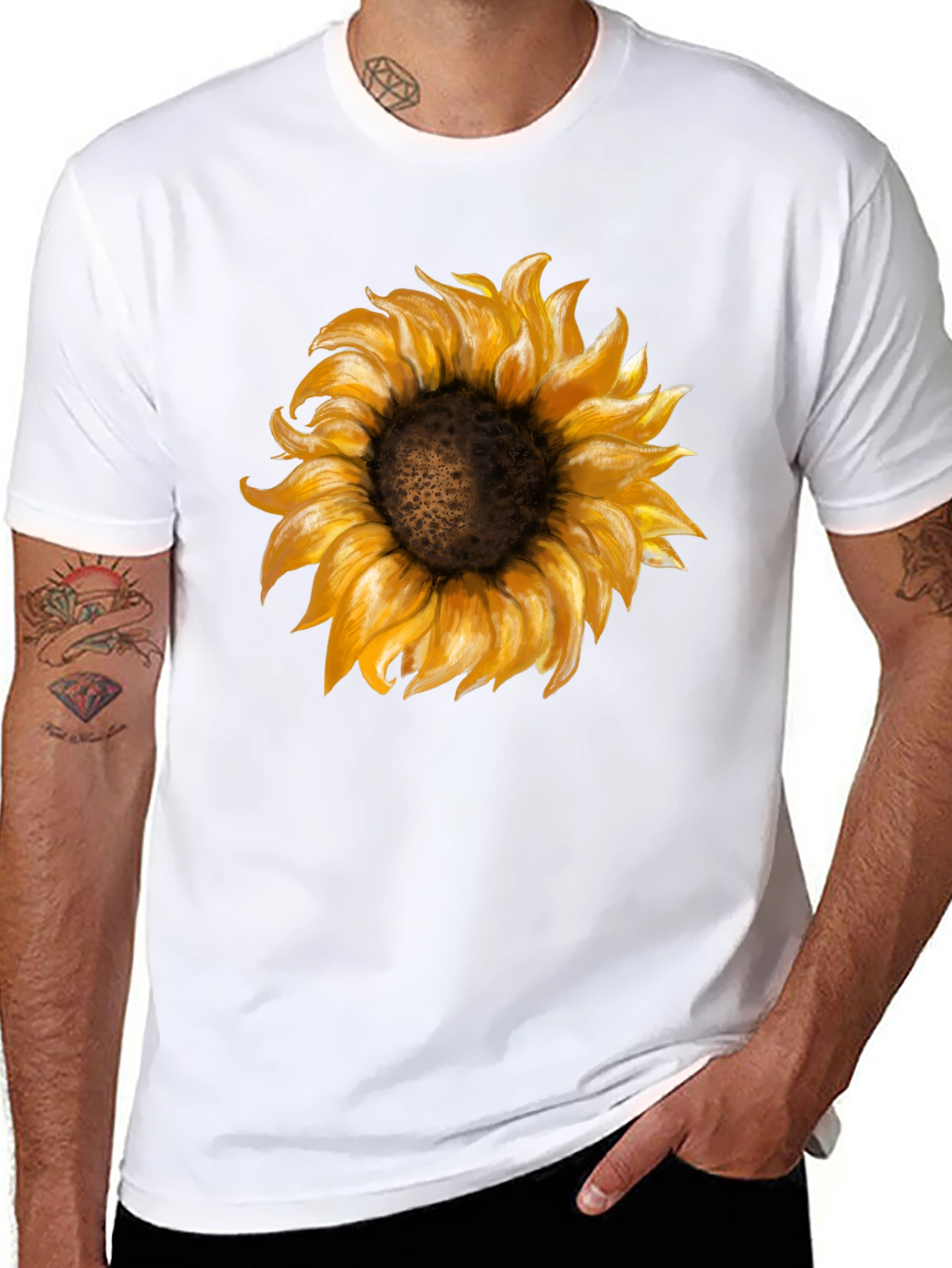 Black Sunflower Graphic Print Black T-Shirt view 8