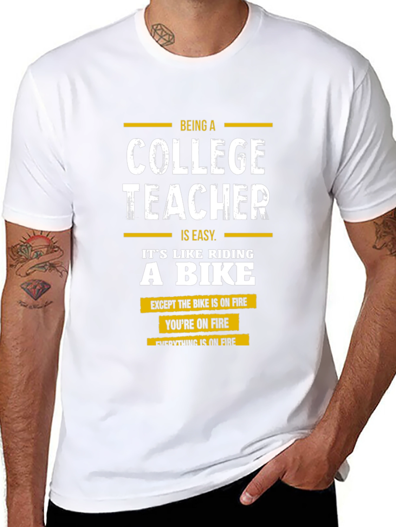 Black College Teacher On Fire Graphic T-Shirt view 8