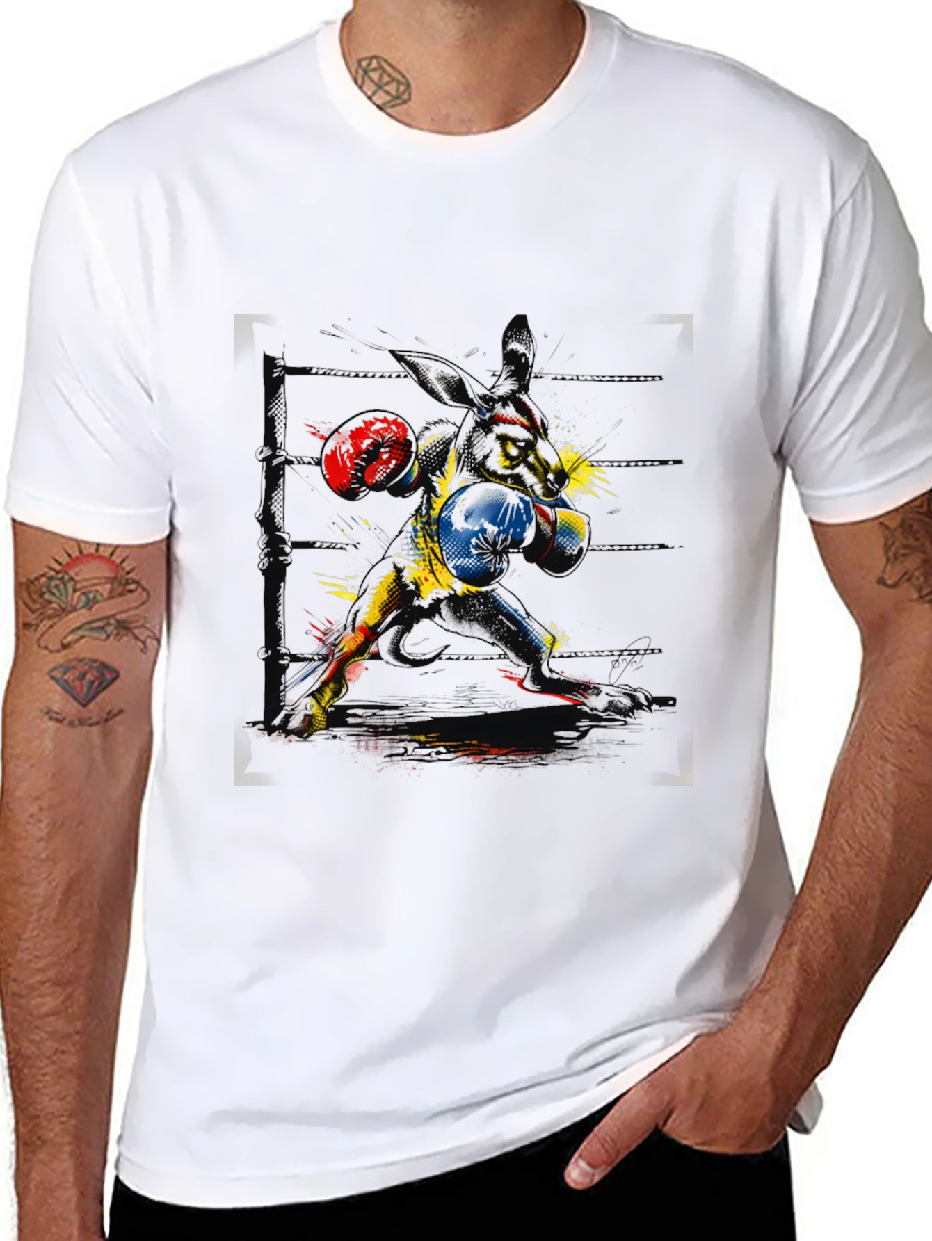 Black Boxing Rabbit Graphic Tee view 8