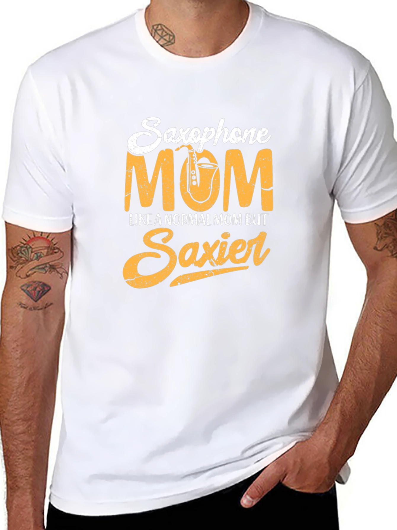 Black Saxophone Mom Graphic Tee - Musician Mother T-Shirt view 8