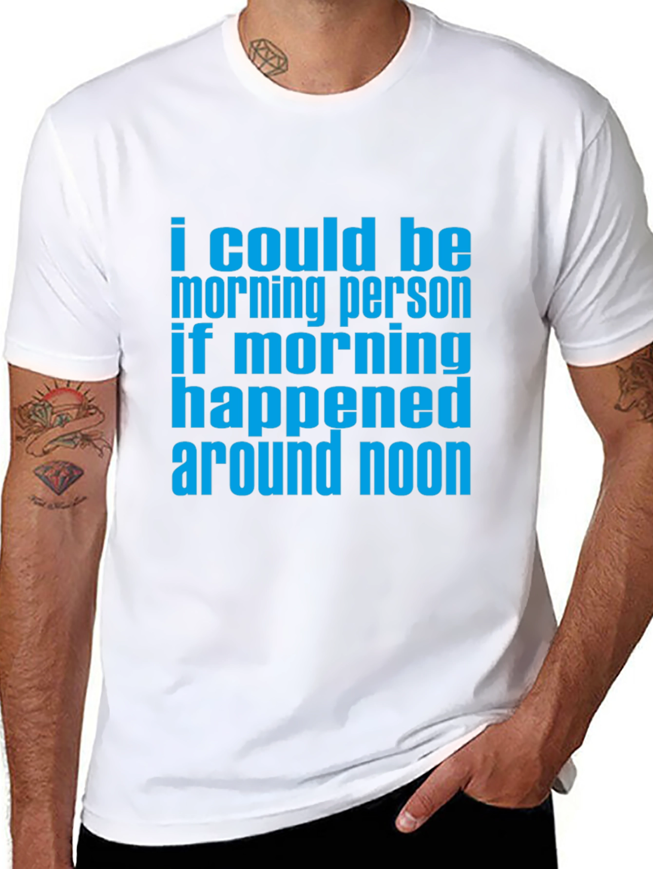 Black Funny Morning Person T-Shirt - Around Noon Humor Tee view 8