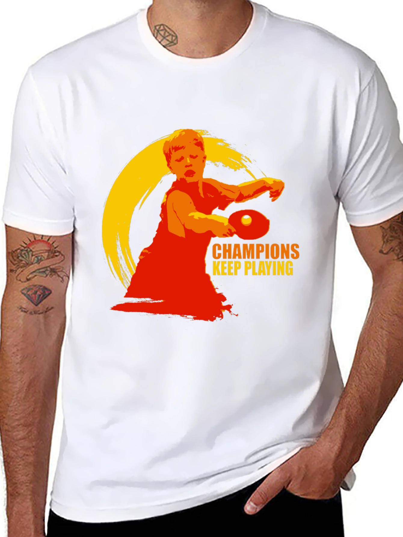 Black Champions Keep Playing T-Shirt - Table Tennis Design view 8