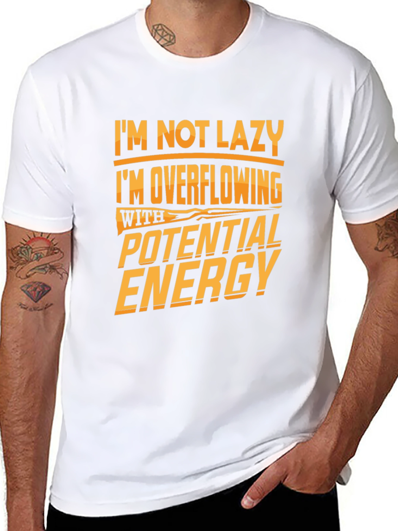 Black Funny Potential Energy Graphic Tee view 8