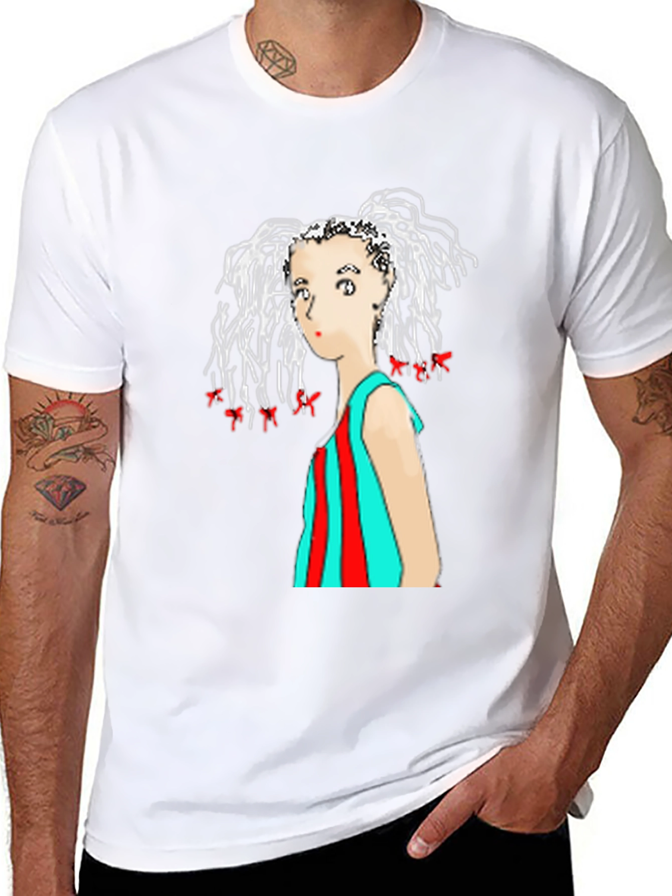 Black Artistic Graphic Tee - Unique Woman Design view 8