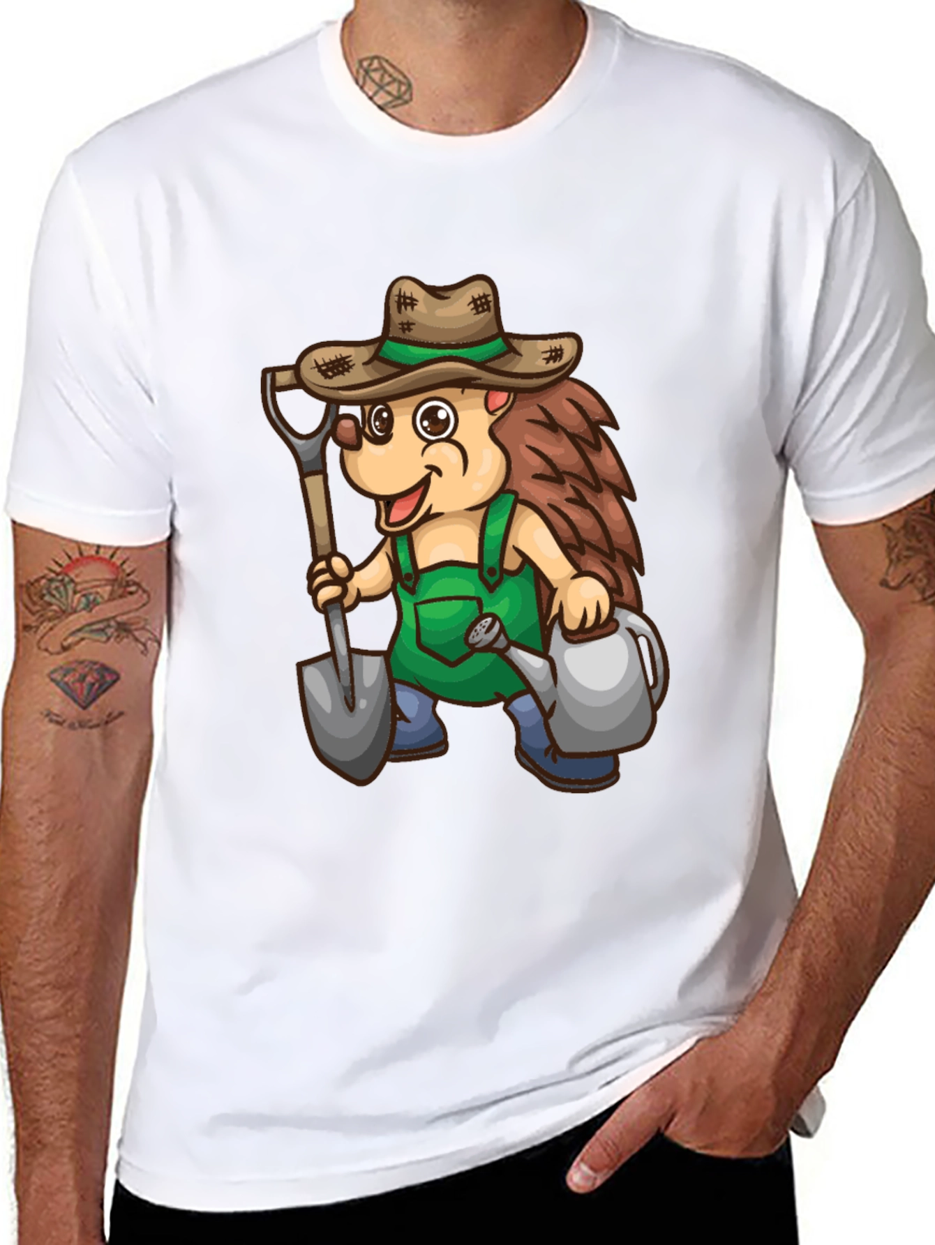 Black Gardener Hedgehog Graphic T-Shirt view 8