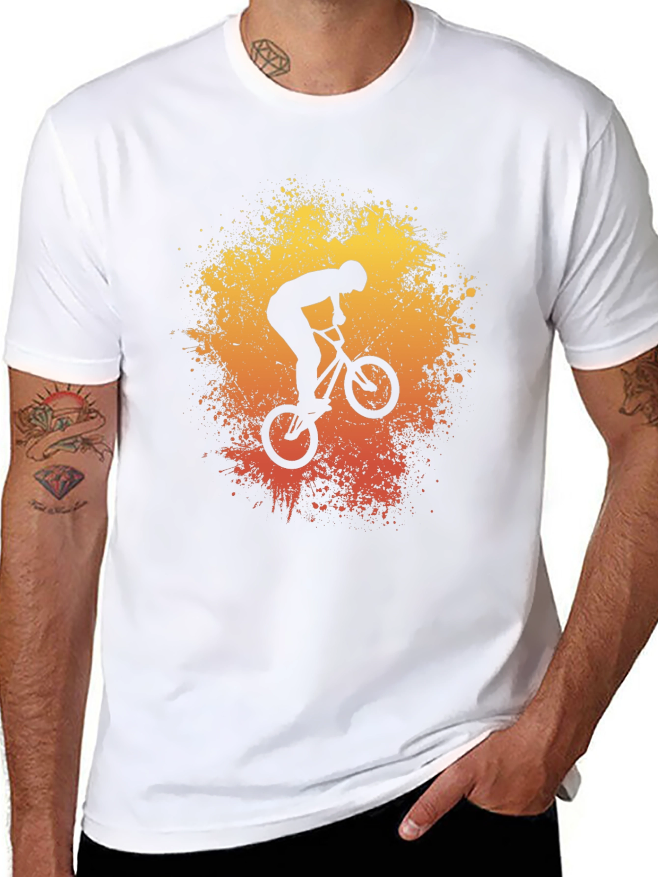 Black BMX Rider Graphic Tee - Stunt Bike Art Shirt view 8