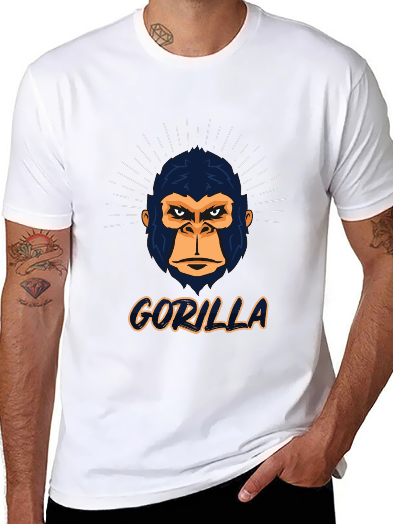 Black Gorilla Graphic Print Black T-Shirt view 8