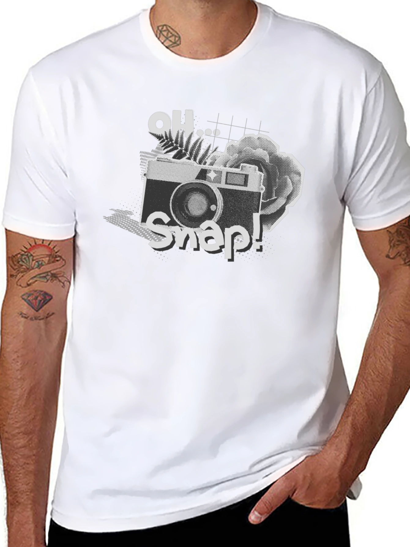 Black Oh Snap! Camera Graphic Tee - Black Cotton Shirt view 8