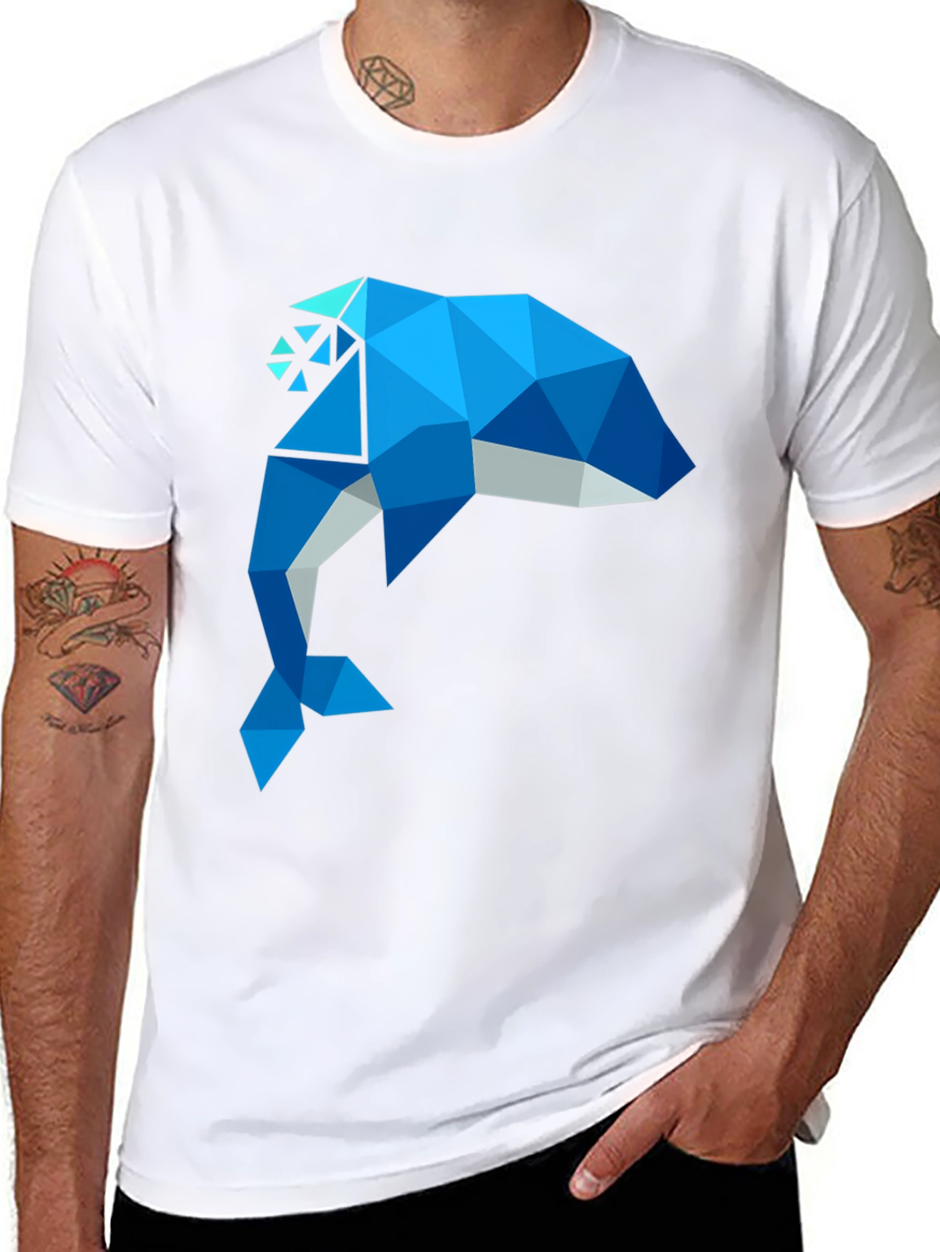 Geometric Dolphin Graphic T-Shirt - Stylish Men's Tee - 8
