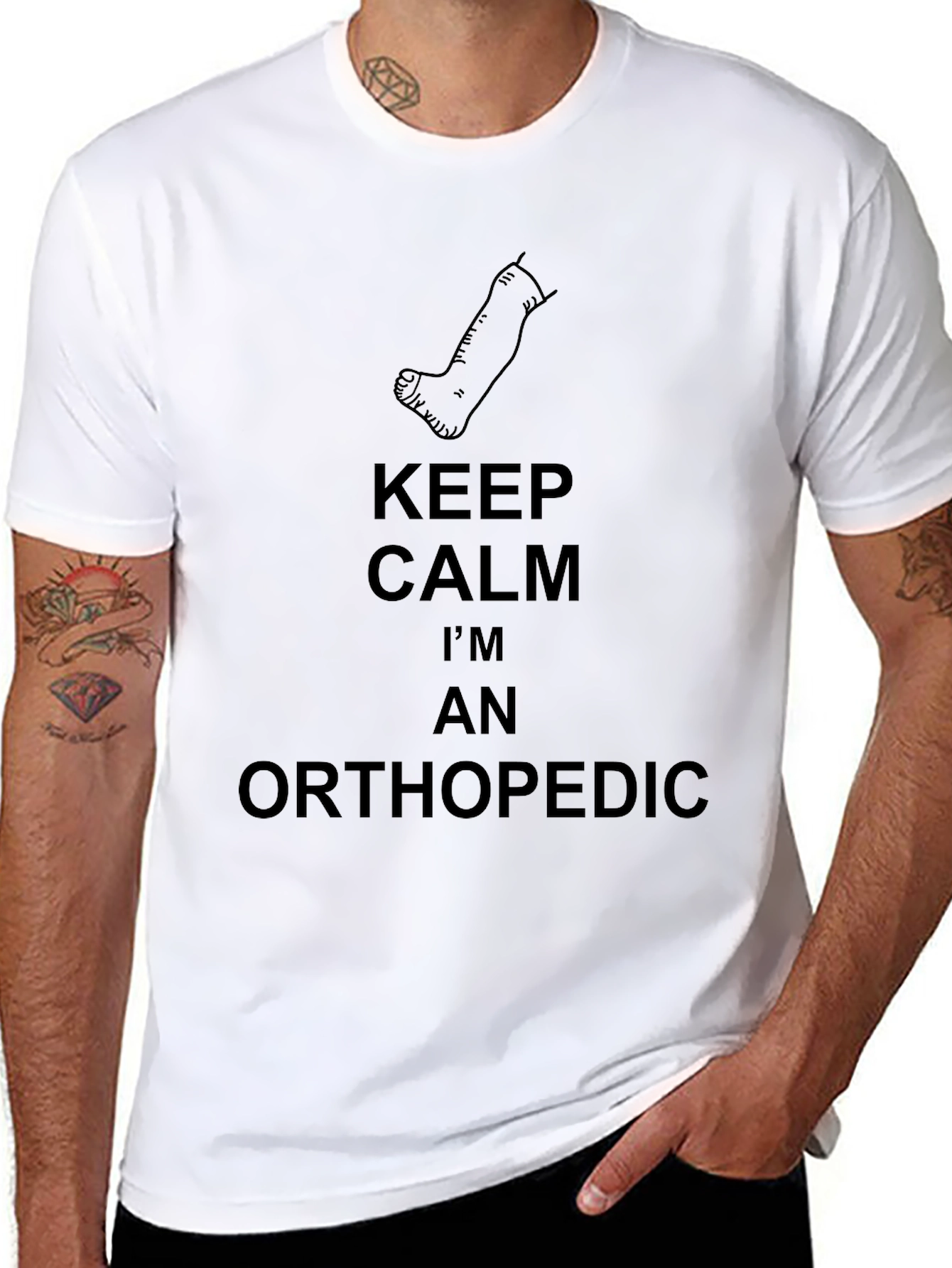Black Orthopedic T-Shirt: Keep Calm, I'm An Orthopedic view 8
