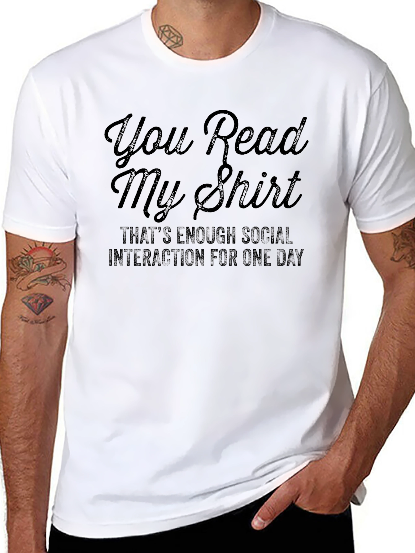 Black Funny Social Interaction T-Shirt view 8