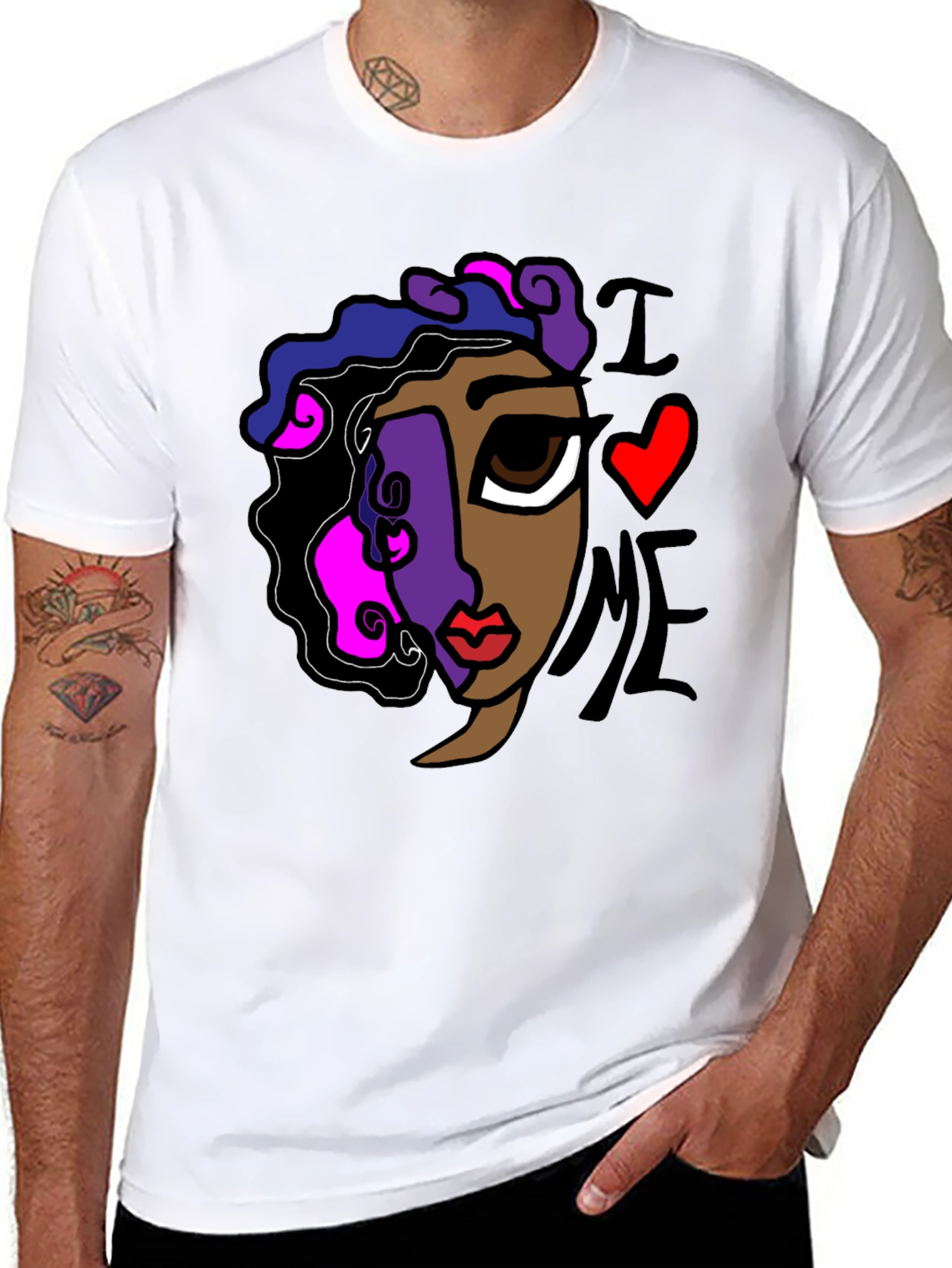 Black Abstract "I Love Me" Graphic Tee view 8