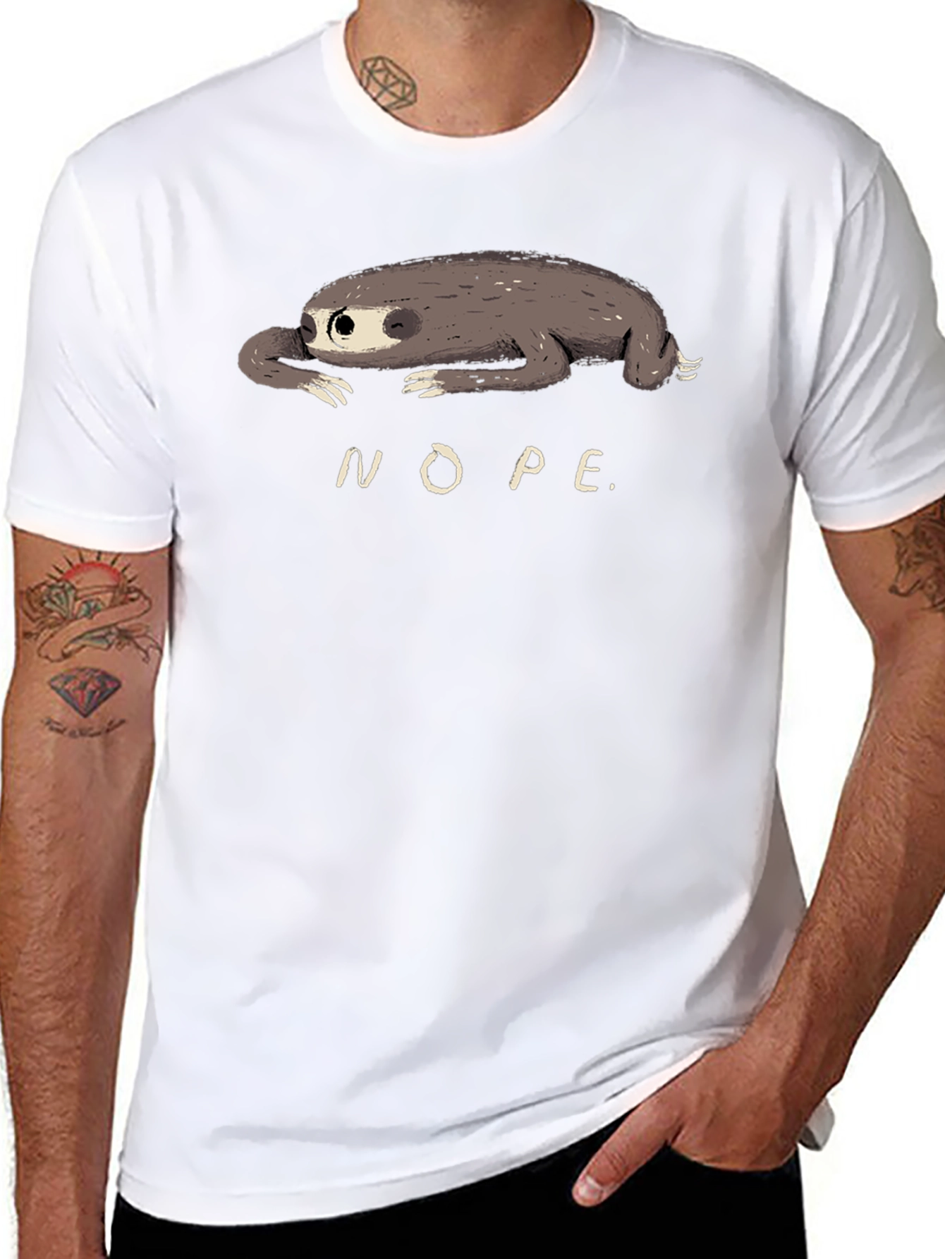 Black Nope Sloth Graphic Tee - Relaxed Style view 8