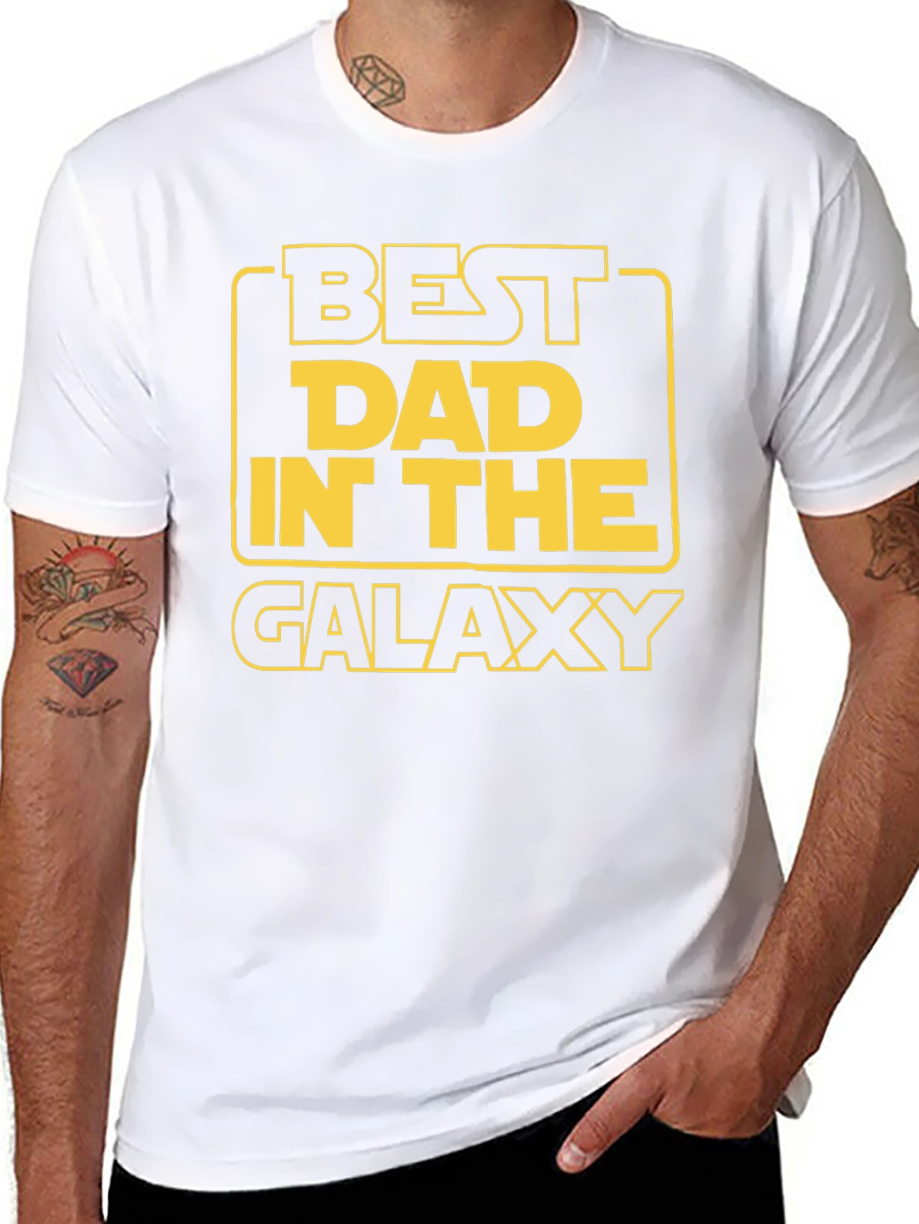 Black Best Dad in the Galaxy Black Graphic T-Shirt view 8