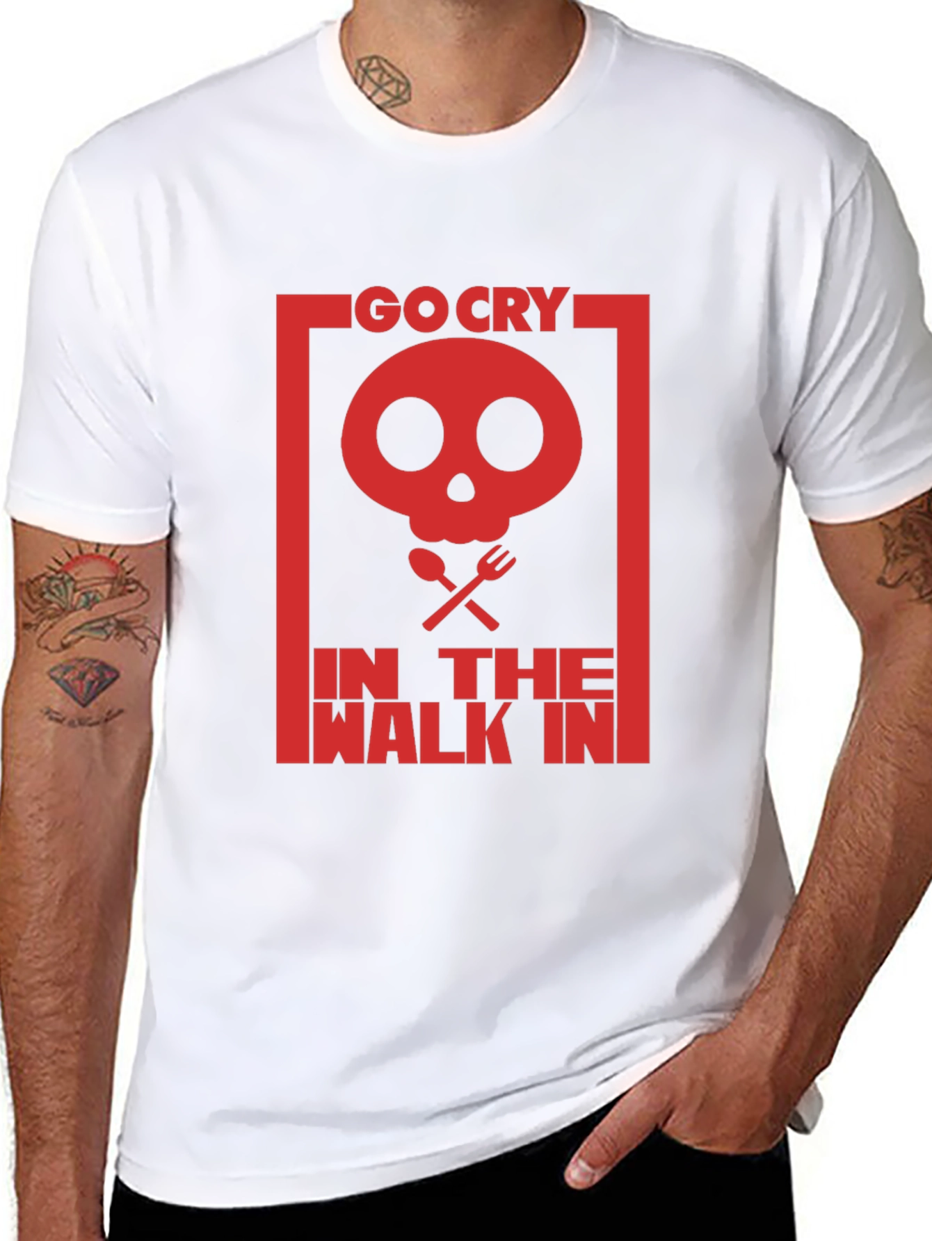 Black Go Cry In The Walk In T-Shirt - Funny Skull Graphic Tee view 8