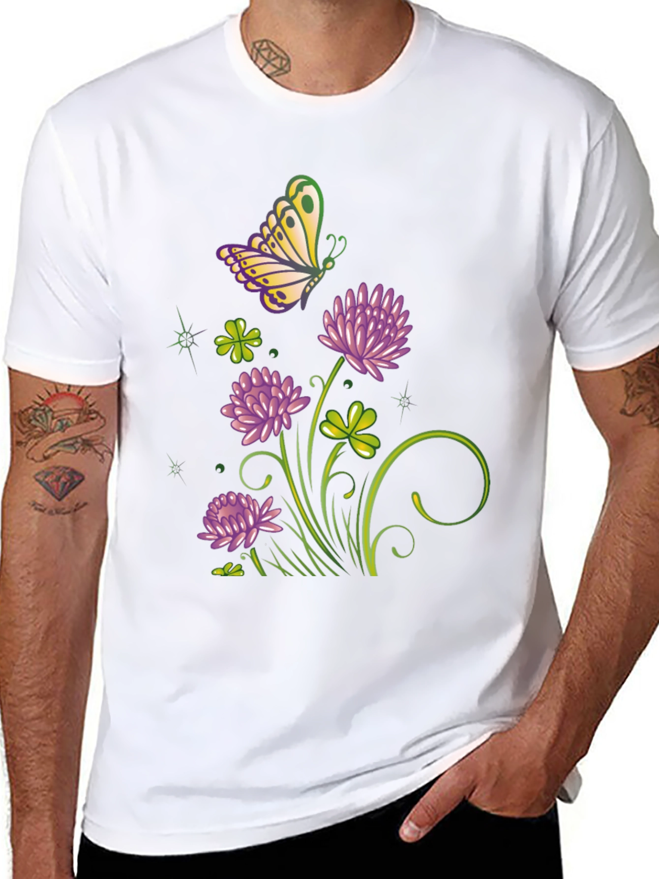 Black Clover & Butterfly Graphic Tee - Stylish & Unique view 8