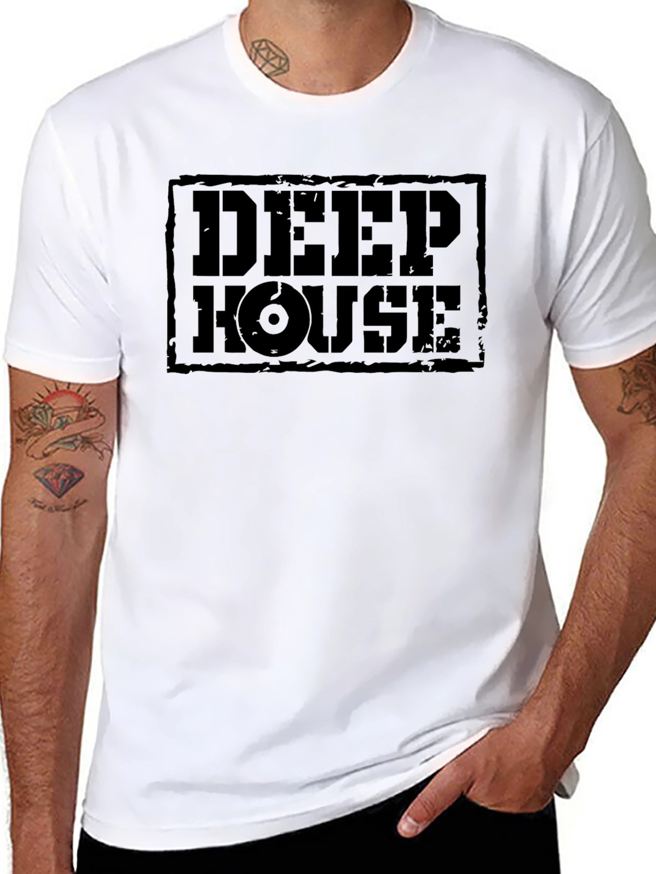 Black Deep House Music T-Shirt - Black Graphic Tee view 8