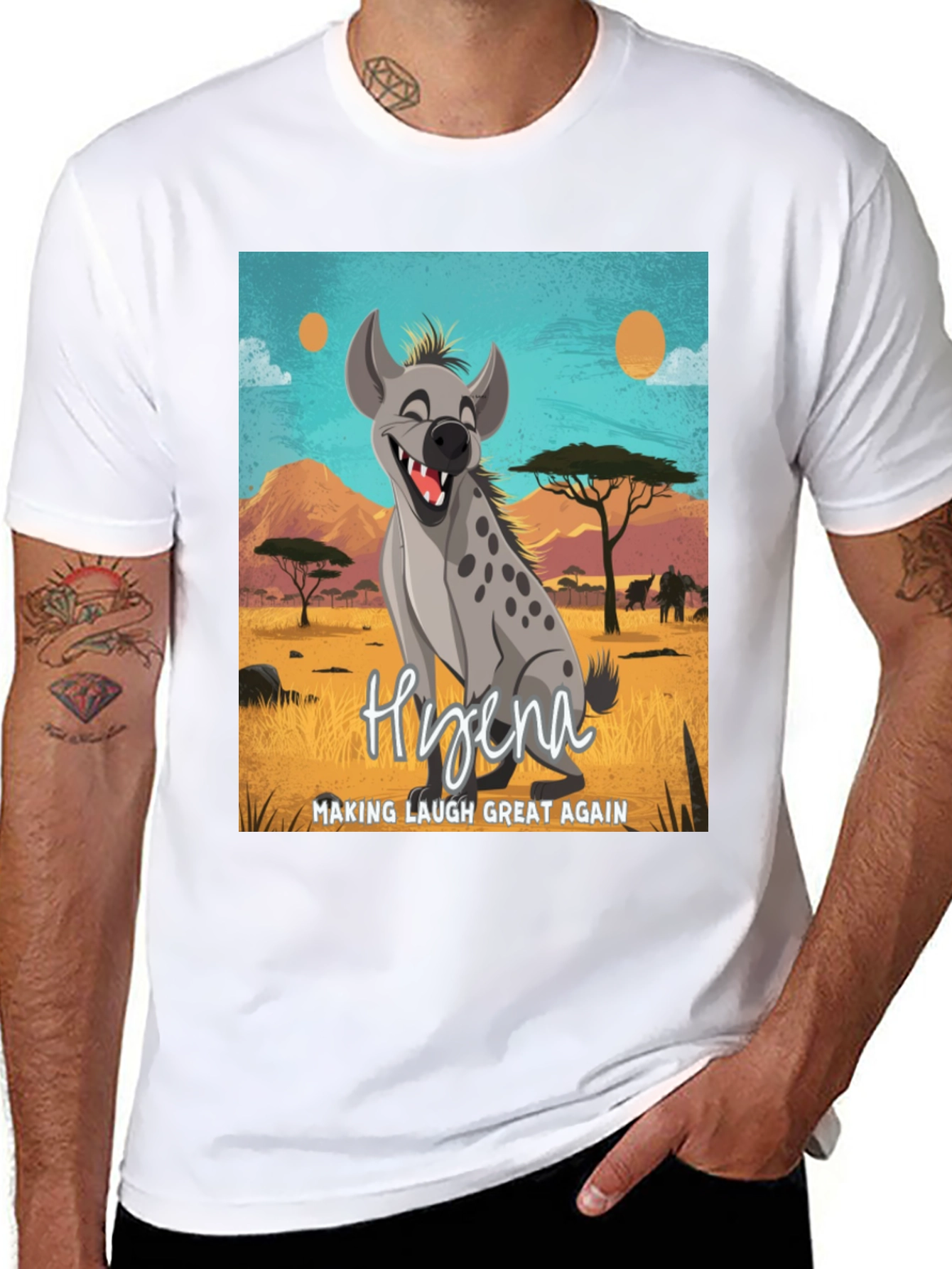 Black Hyena Making Laugh Great Again T-Shirt view 8