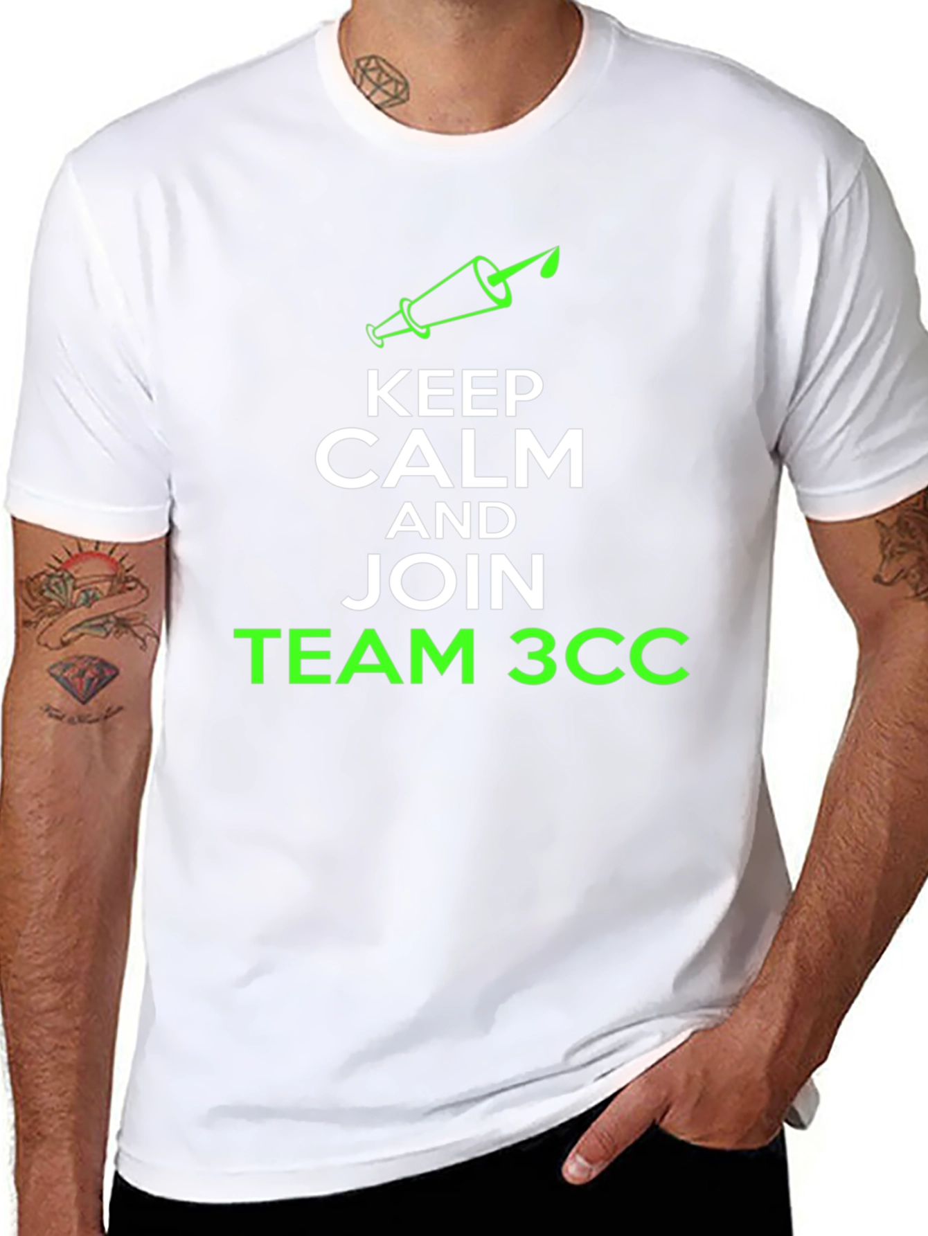 Black Keep Calm & Join Team 3CC Black T-Shirt view 8